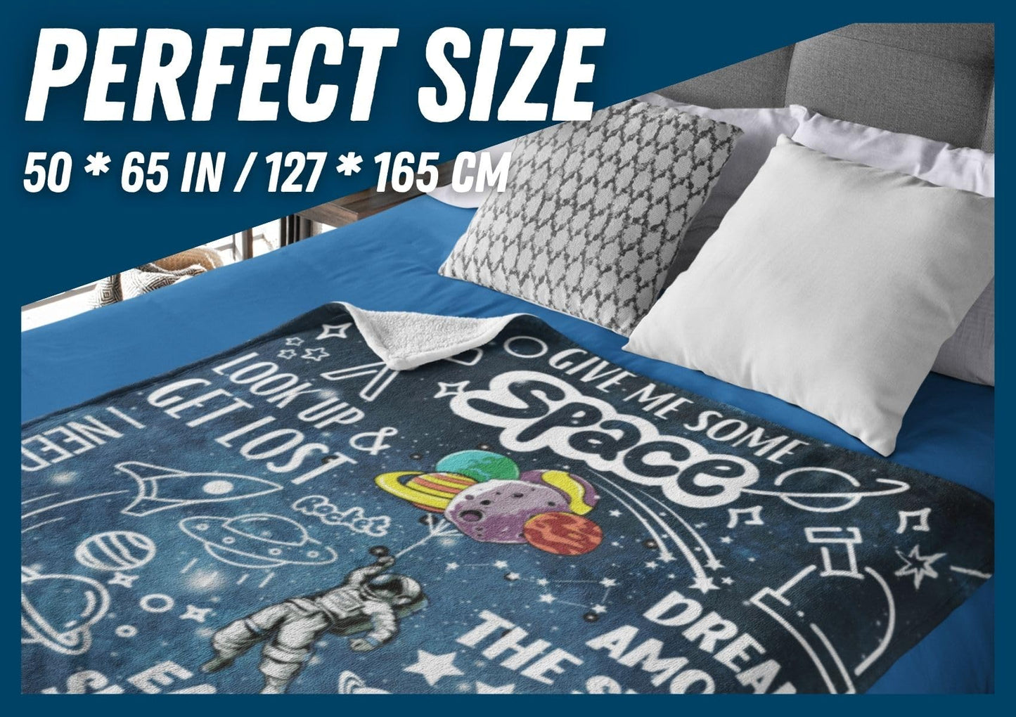 Huglanket Space Gifts for Boys Teen - Give Me Some Space Astronaut Blanket - Astronomy Flannel Plush Throw 50x65 Inches
