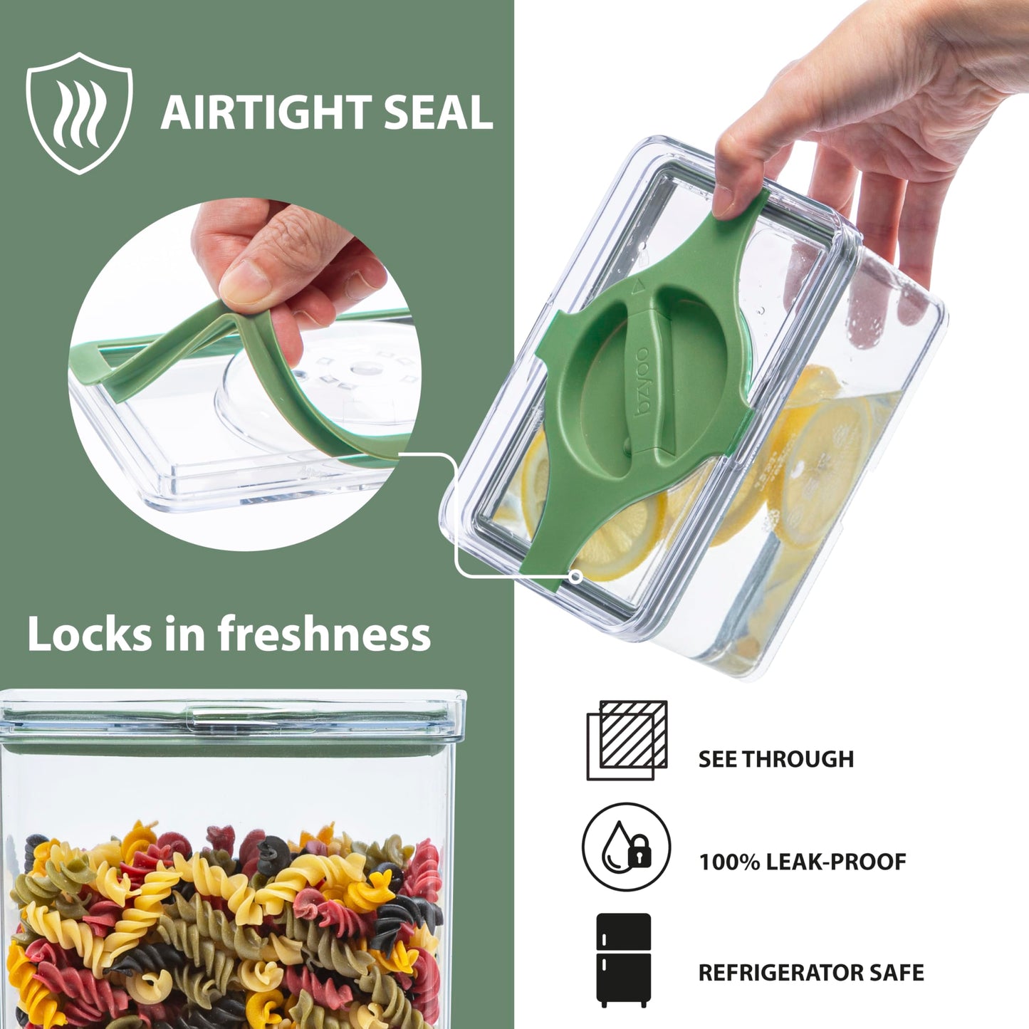 Prestoor 4-Pack Small Pantry Containers, 0.8 QT/0.76 L Clear SAN Food Storage Canisters with Twist-Lock Lids, Stackable for Sugar, Tea Bags, Seasoning, Nuts, Snacks (Green)