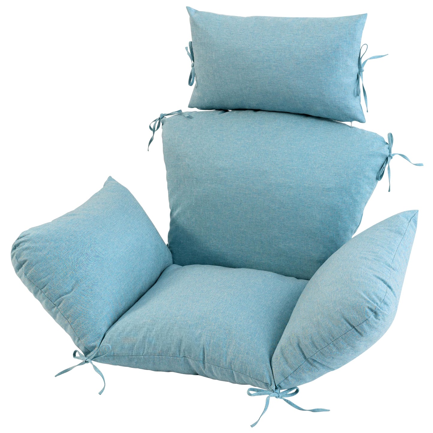 Honorbox Egg Chair Cushion with 8 Securing Straps, Water-Repellent & Fade-Resistant Faux Linen, Removable Cover, Replacement Cushion for Most Single Outdoor Hanging Swing Egg Chairs – Teal