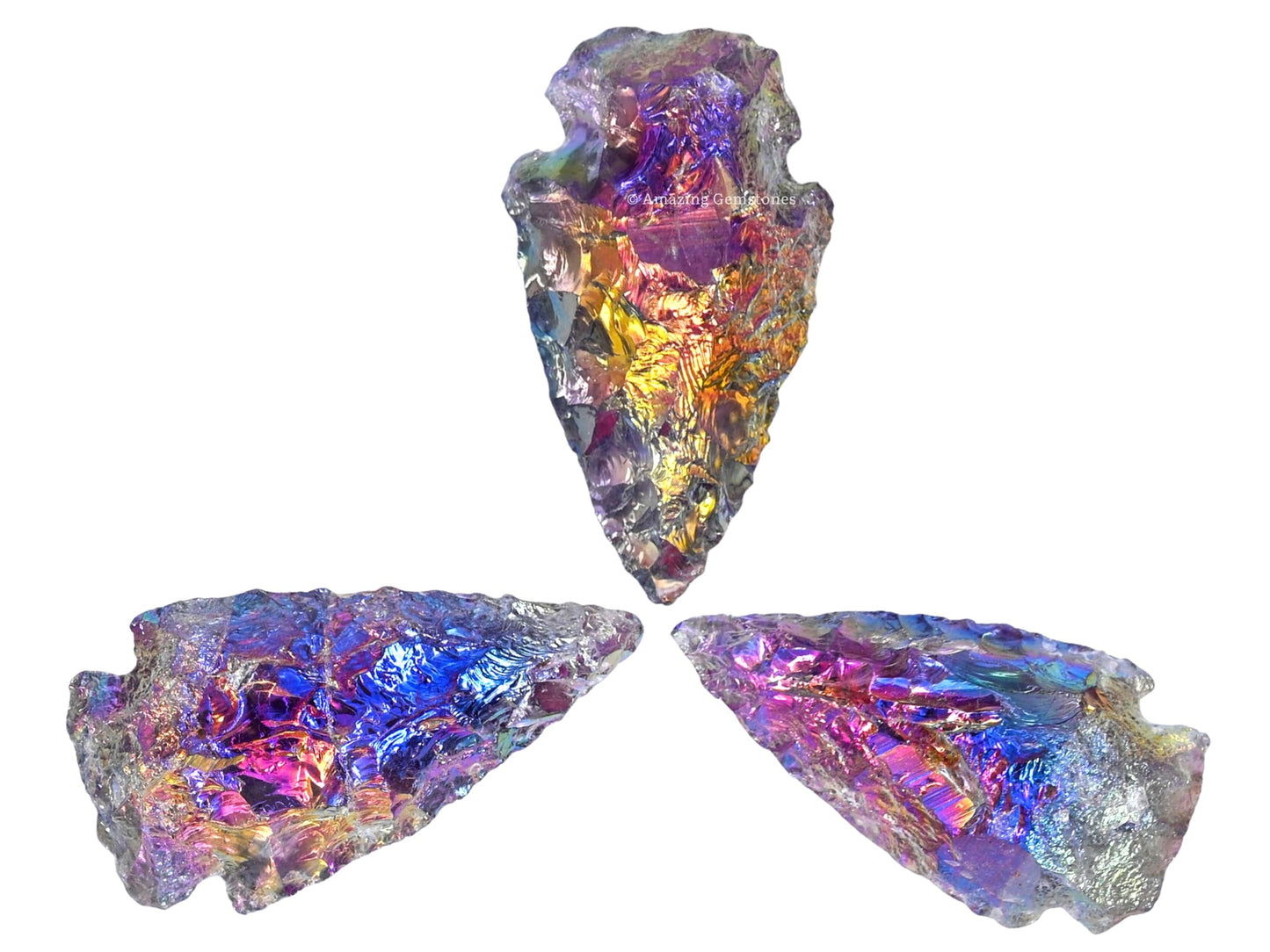Amazing Gemstone Angel Aura Amethyst Arrowhead, Crystal and Healing Stone Flint Rock Arrow Head - 1 to 1.5 Arrowheads for DIY Project Craft Point Jewelry Making