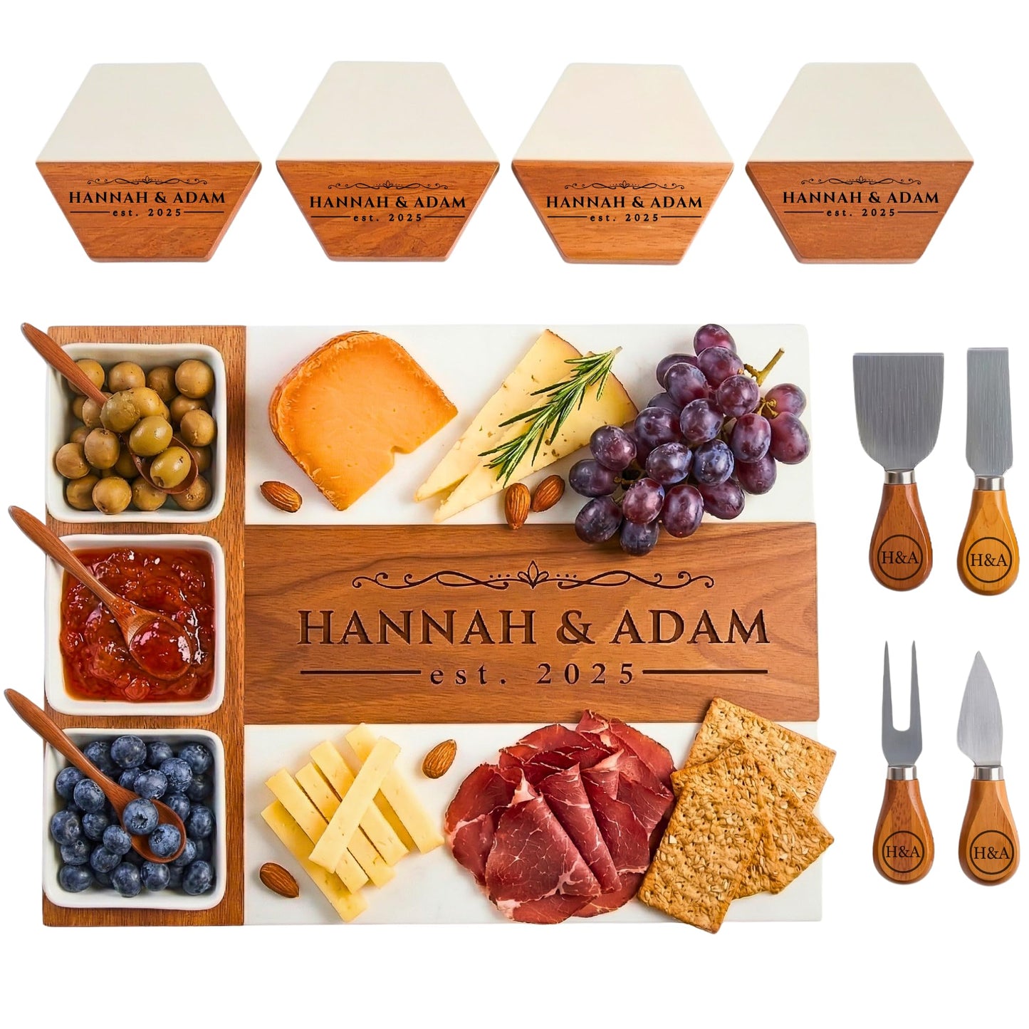 Personalized Charcuterie Board - Custom Large Cheese Boards for Wedding, Anniversary, New Home, Housewarming, Bridal Shower, Birthday, Mom, Grandma, Mother’s Day Gifts, Women, Couples, Engagement Gift