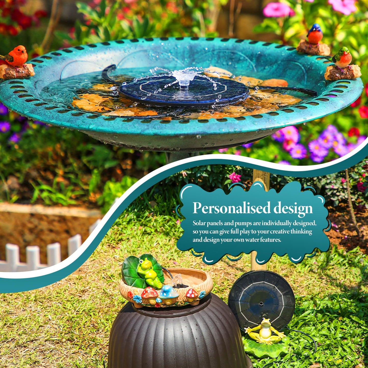 AISITIN 3.5W Solar Fountain Pump Upgraded 2026, DIY Solar Bird Bath Fountain Kit & Built-in 1200mAh Battery & Windmill 9 Nozzles & 3 Fixed Bracket for Bird Bath, Garden, Pond, Courtyard and Outdoor