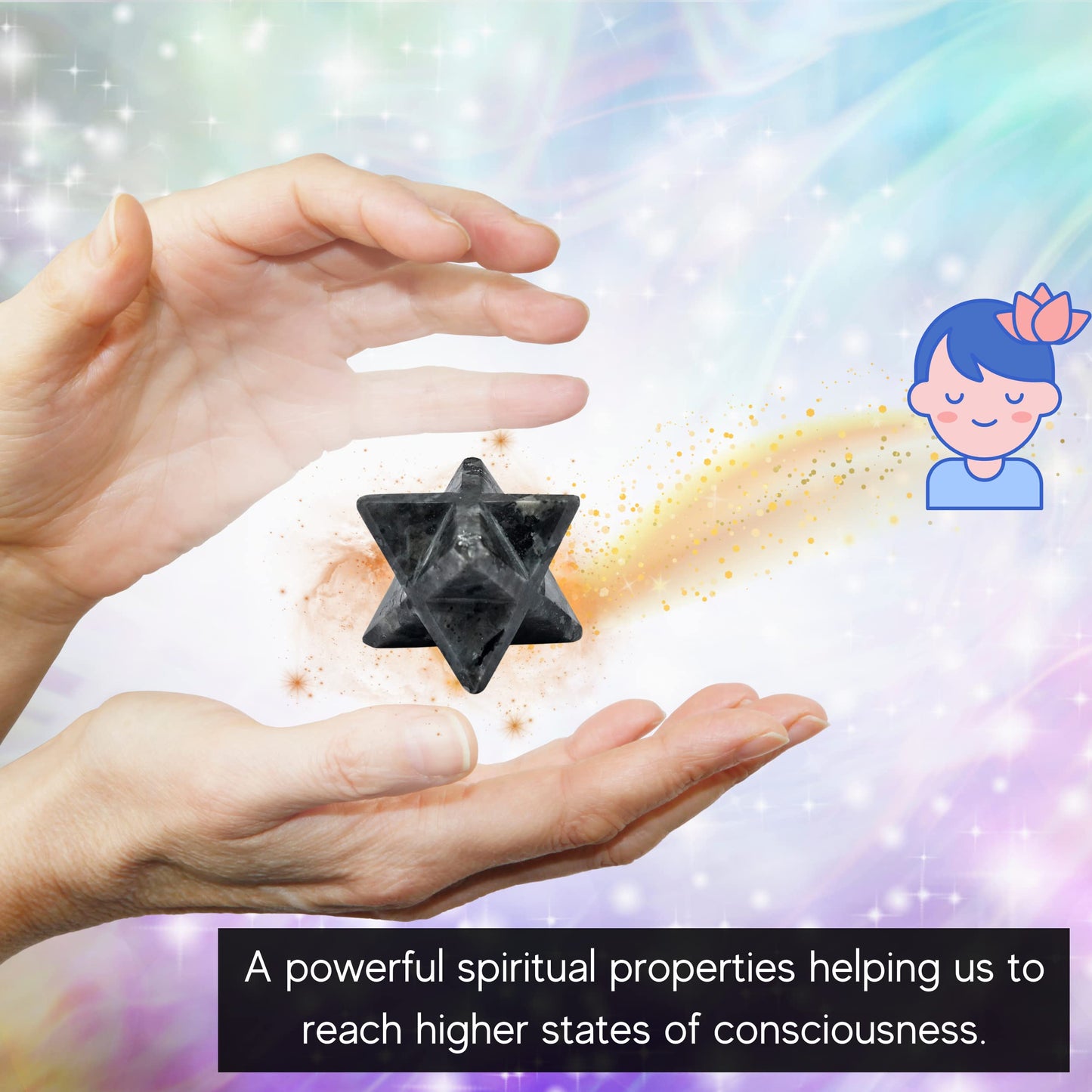 Amazing Gemstone Larvikite Merkaba Crystal - 1 Inches Metaphysical Merkaba Star for Meditation - Energetic Tetrahedron Crystal and Healing Stones for Spiritual Growth and Healing (20-25mm)