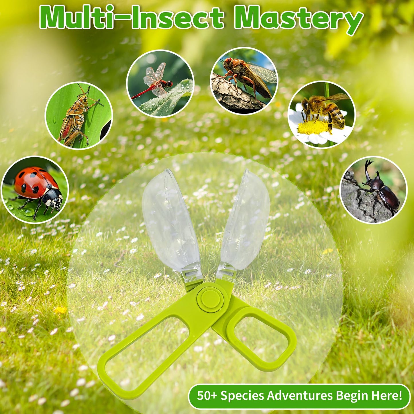 Bug Catcher for Kids 3-5, Bug Vacuum Toys Set for Toddlers 1-3, Magnify Glass, Observation Case, Insect Tweezer, Catch Pinning, STEM Educational Tool Outdoor Summer Explorer Kit Gifts for Boy Girl