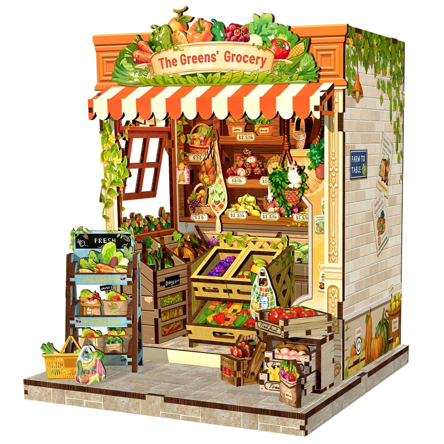 CUTEBEE Book Nook Kit, DIY Miniature House Kits for Adult and Teens, Dollhouse Booknook Tiny House, Bookshelf 3D Wooden Puzzle, DIY Craft Gifts for Family and Friends (The Greens’ Grocery)