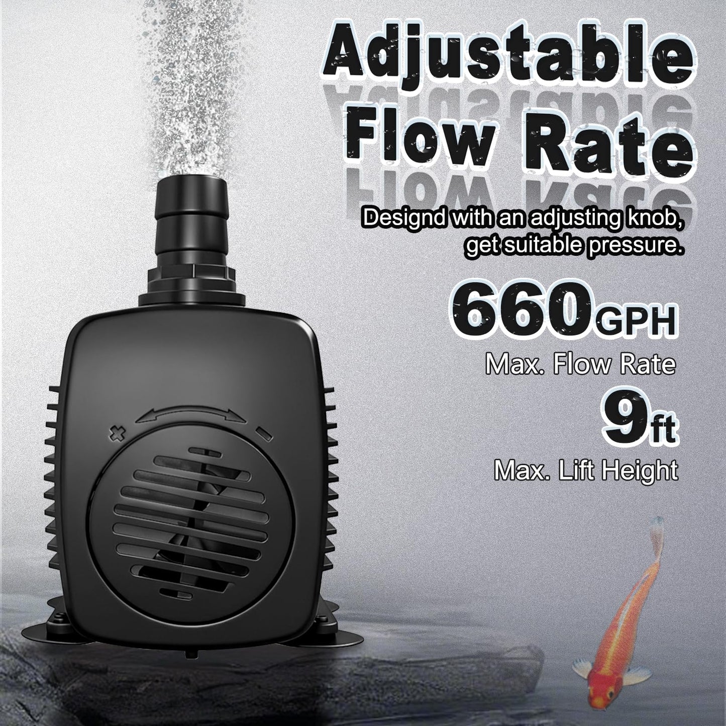 SongLong 45W 660GPH 10ft Cable Submersible Fountain Pump with Tubing | Overheat Protection | for Outdoor Garden, Pond & Hydroponic Installations