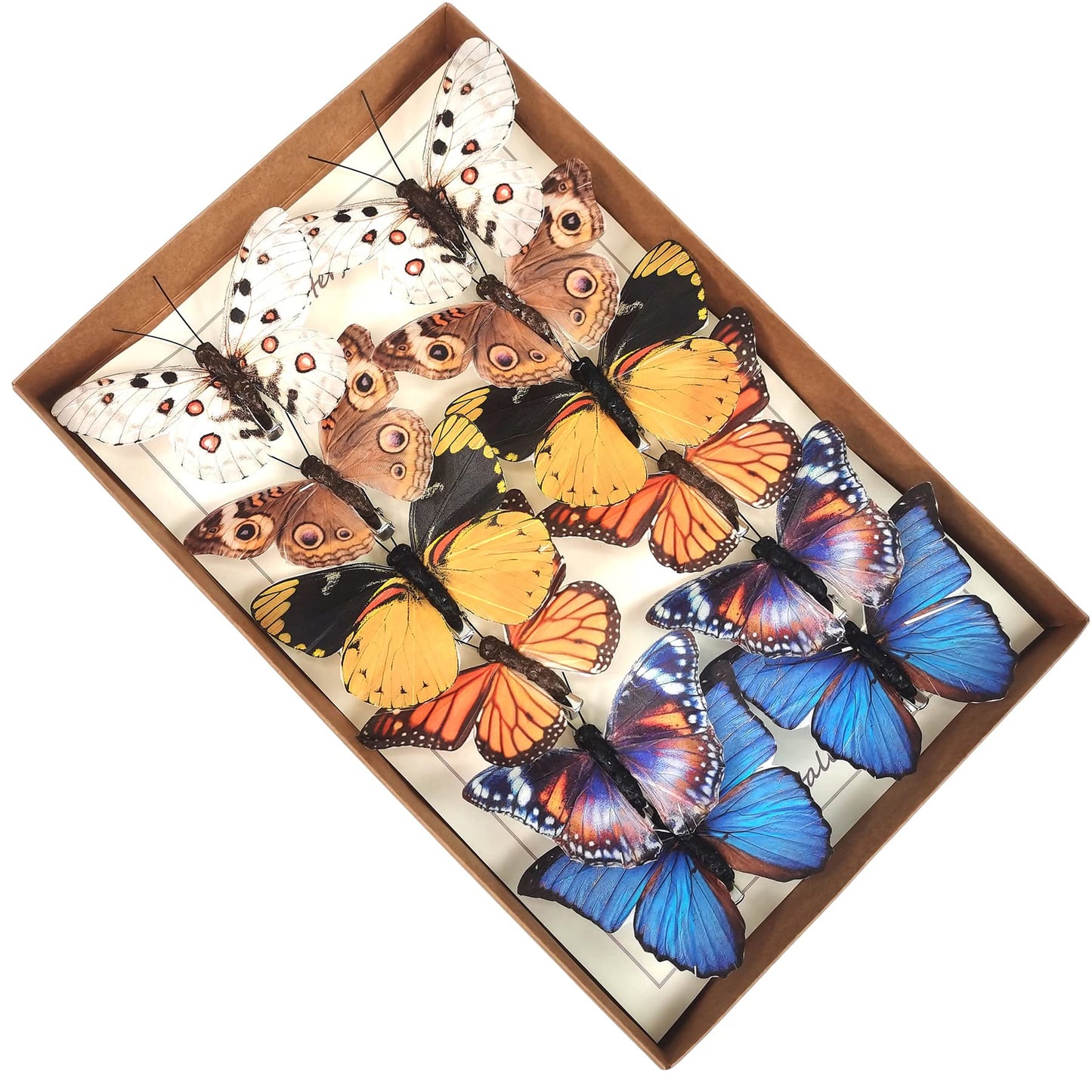 YCHTEWY-Feather Fake Butterfly for Craft Decoration Set of 12 with Clip Wedding Home Flower Pot Christmas Party Spring Home Decor Floral……