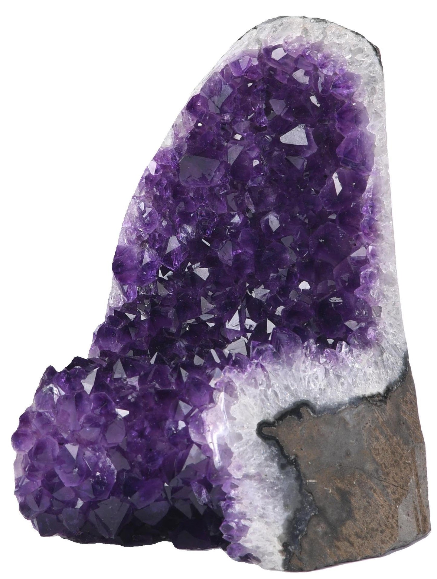 Extreme Rocks & Fossils Natural Amethyst Cluster with Polished Edges [1.5 to 2 lb.] Real Raw Geode Healing Crystal Rock from Uruguay, Deep Purple Decor and a Free Velvet Pouch of Rose Quartz