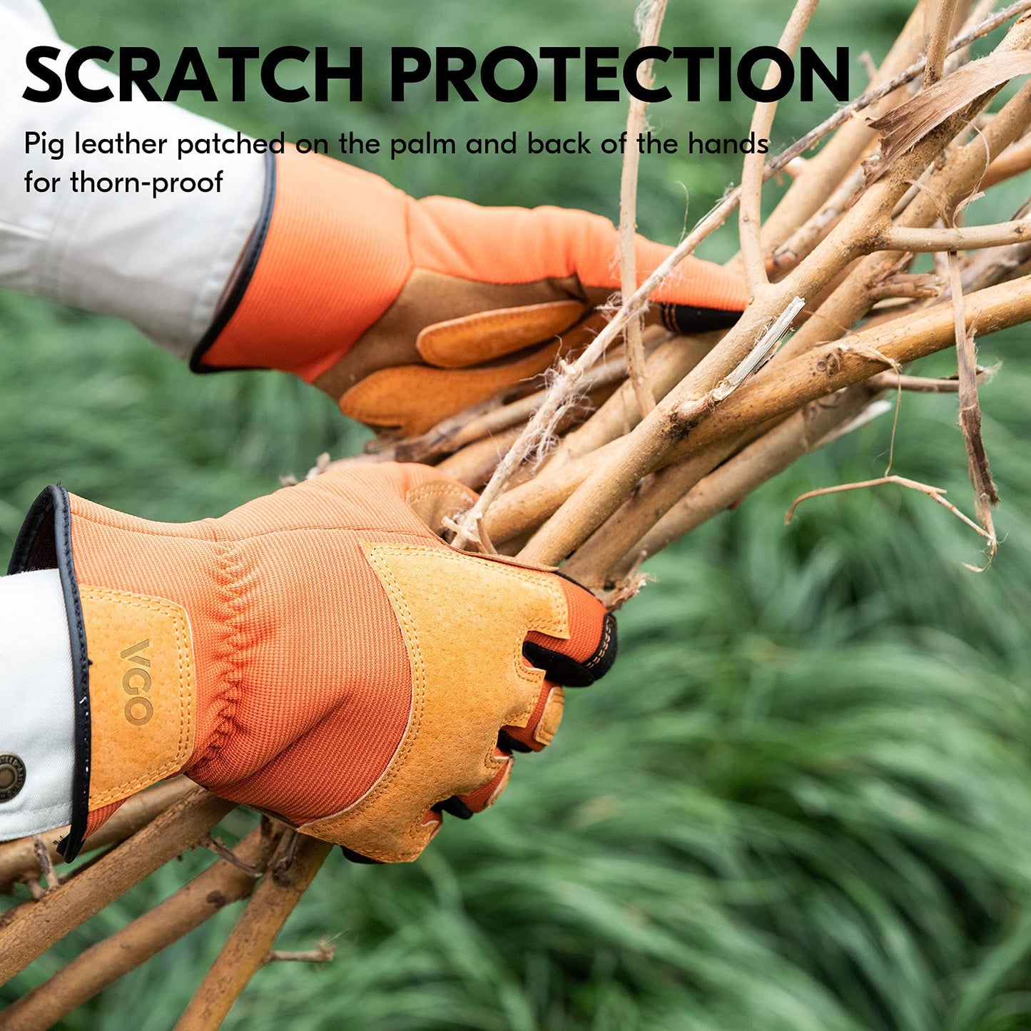 Vgo... 1-Pair Gardening Gloves Men, Safety Work Gloves, Puncture-proof, Thornproof, Touchscreen (Blue,L,SL7475)