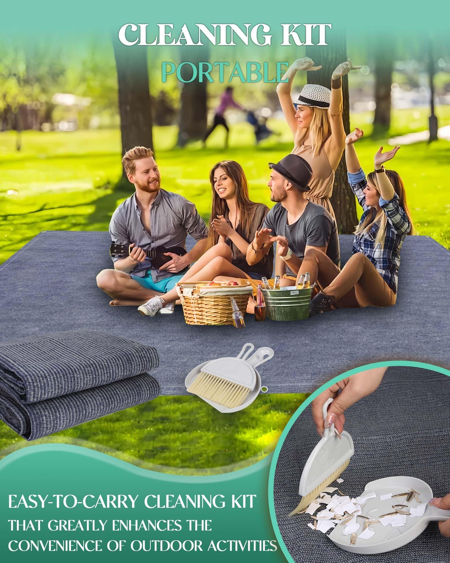 Erfolkerz Awning Carpet HDPE Outdoor RV Rug,Blue-Grey 9'*6' Waterproof Camping Rugs with Eyelets/Broom/Carry Bag/Nails,Highly Robust & Washable,Large Outdoor Area Mat for Patio/Backyard/Picnic/Beach
