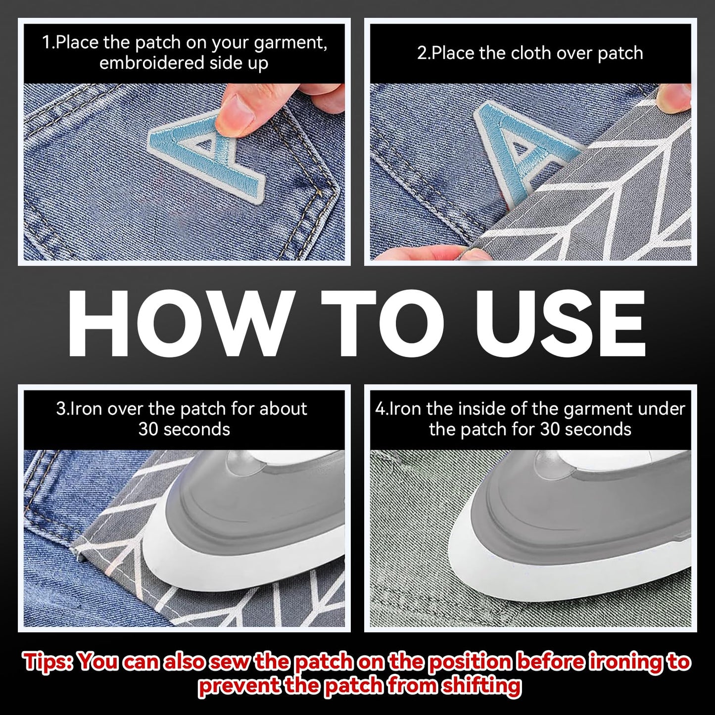 GYGYL 104 Pieces Iron on Letter Patches, Embroidered A-Z Letter Patches for Clothes, Dress, Hat, Socks, Jeans, DIY Accessories-1.5 Inch Light Blue