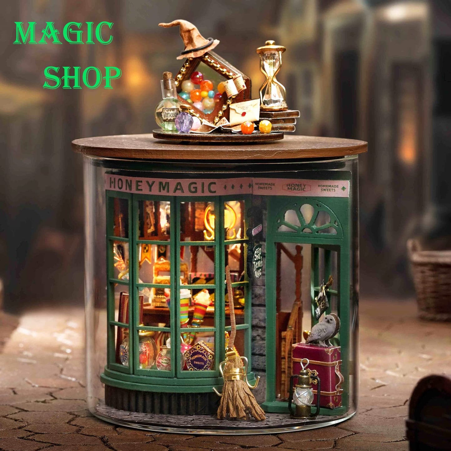 Spilay Dollhouse DIY Miniature Wooden Furniture Kit,Mini Handmade Doll House Model with Dust Cover & LED,1:24 Scale Creative Woodcrafts for Adult Friend Lover Birthday Gift B48