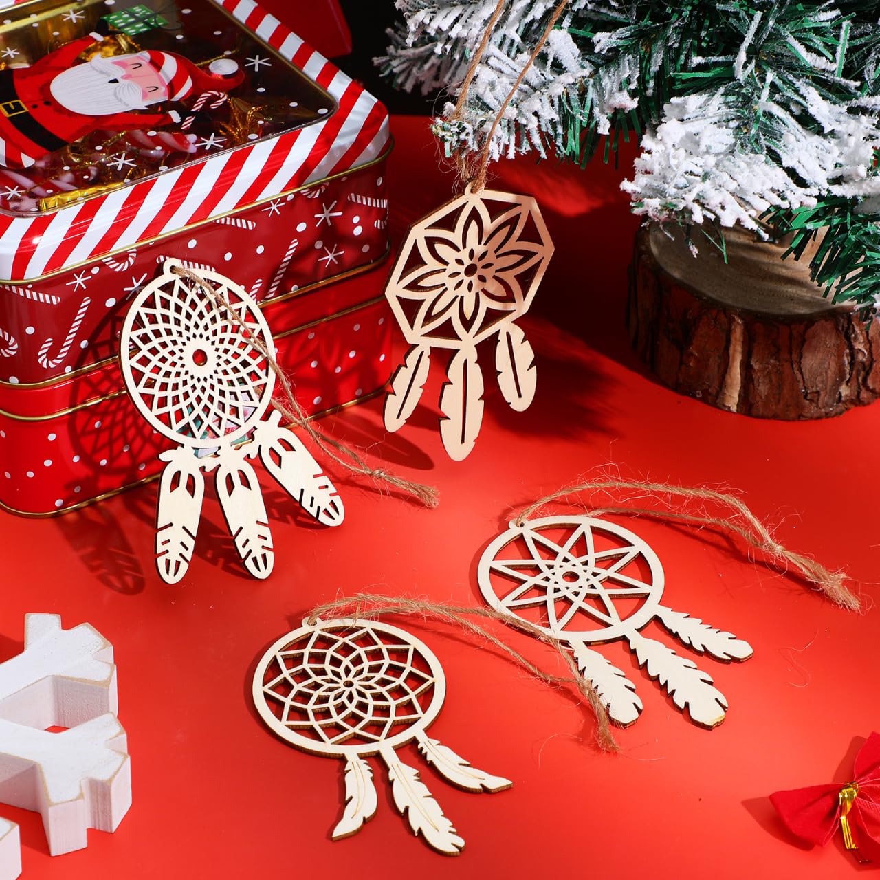COHEALI 40pcs Wooden Dreamcatcher Arts and Crafts for Dreamcatcher Kit Wood Crafts for DIY Kits Wooden Hanging Ornaments Kit Unfinished Dream Catcher Wood Dream Catcher Paper Cut