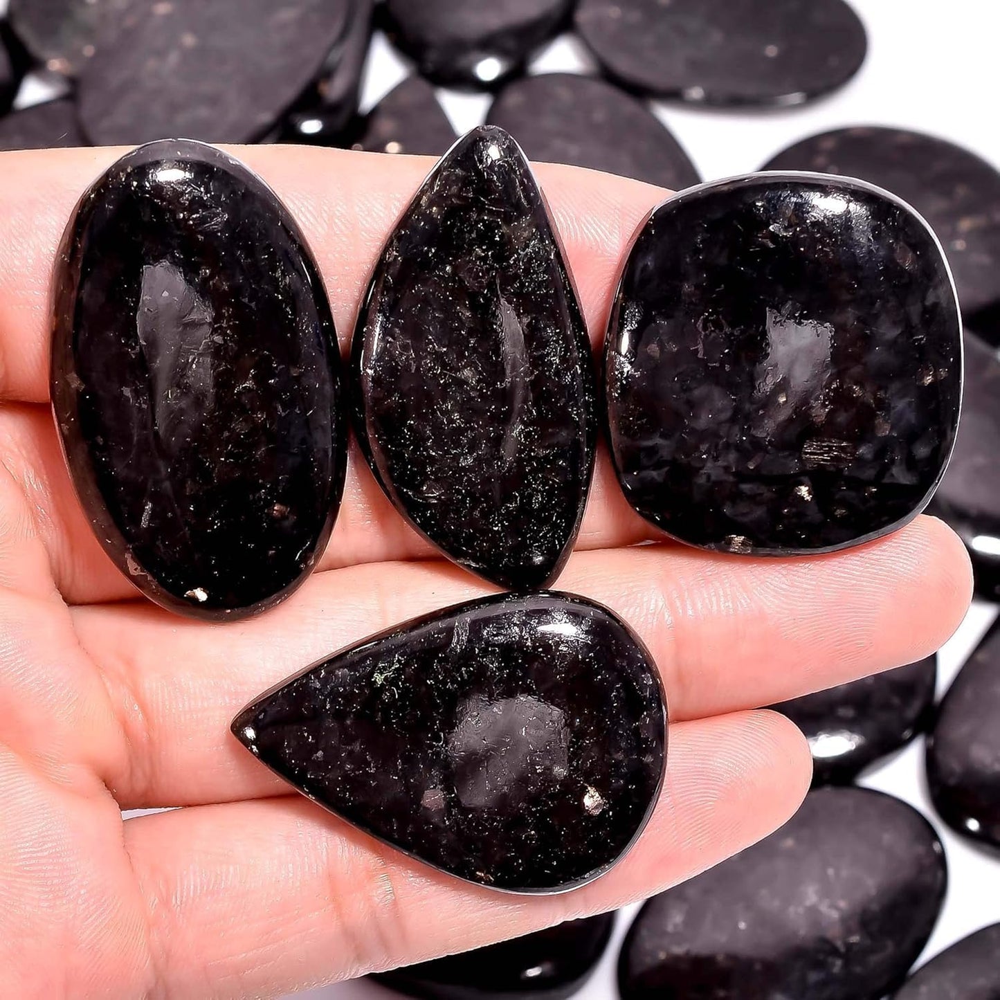 GEMKORA 100 carats Natural Golden Nuummite Gemstones Wholesale Cabochons Lot, Jewelry Making Loose Gemstone, Polished Gems, DIY, Wire Wrapping, Healing Crystals, Bulk Deal 2 to 3pcs