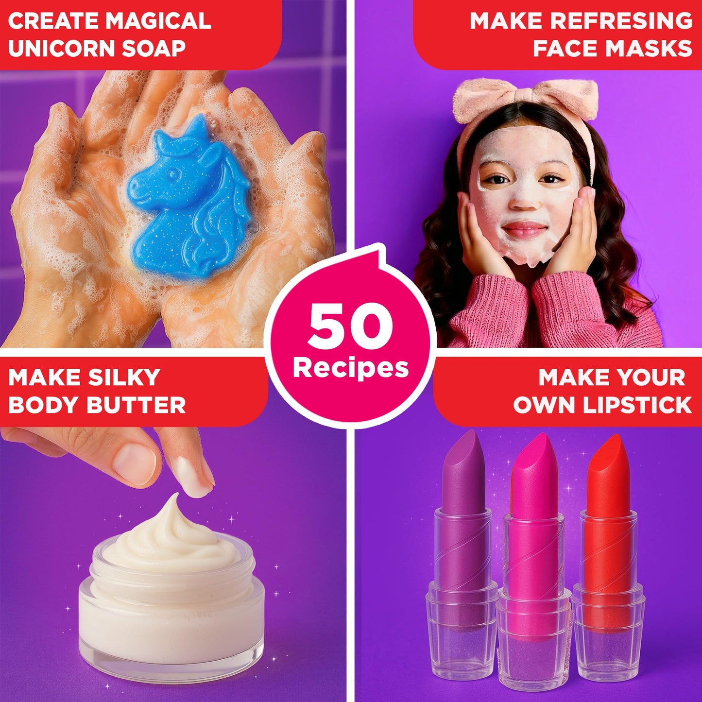 Doctor Jupiter Makeup & DIY Craft Kit for Girls Ages 6+ | Make Your Own Makeup, Perfume, Lip Gloss, Bath Bomb with 50 Beauty Recipes| Birthday Gift Ideas for 6-7-8-9-10-11-12 Year Olds