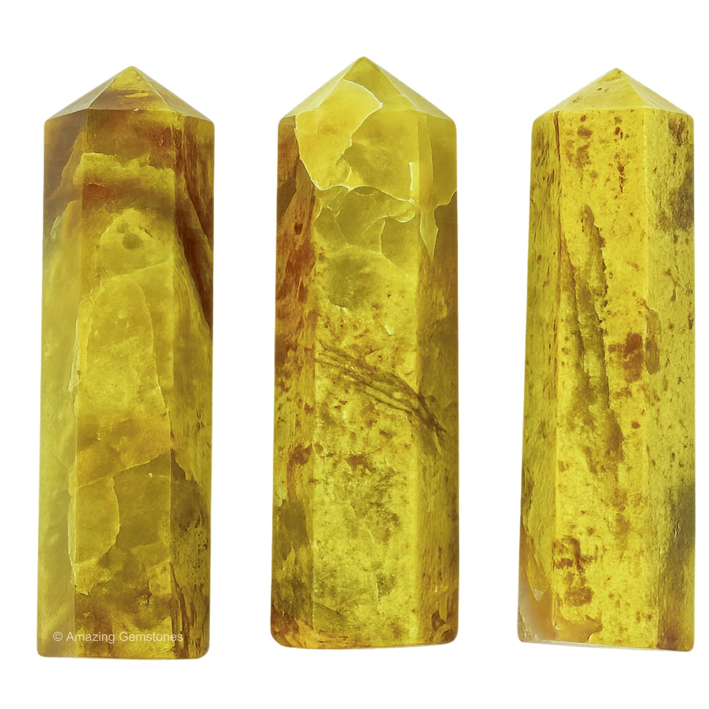 Amazing Gemstone Green Opal Crystal Points Bulk Healing Crystals - Pack of 3 Single Terminated Healing Wand Point Bulk Crystals for Crafts, Crystal Grid, DIY Work - Premium Crystals - Beginners Gift