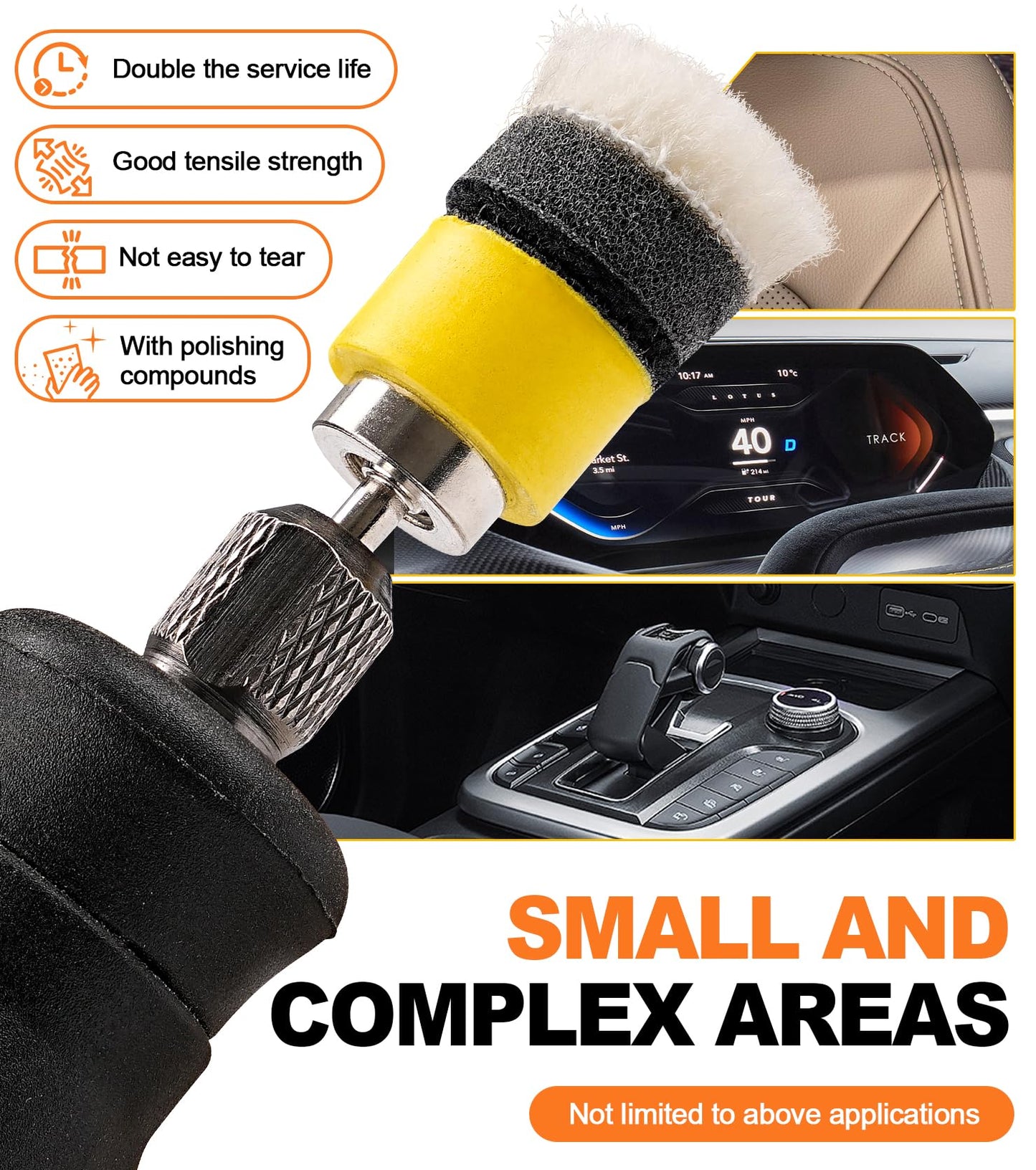 SI FANG 22 Pcs Mini Buffing Polishing Pads Kit, Car Details Mini Polisher Foam Pads for Drill Rotary Tool Buffer Tight Area Detailing Paint Polish Waxing & Glaze, Interior Headlight Door Handles