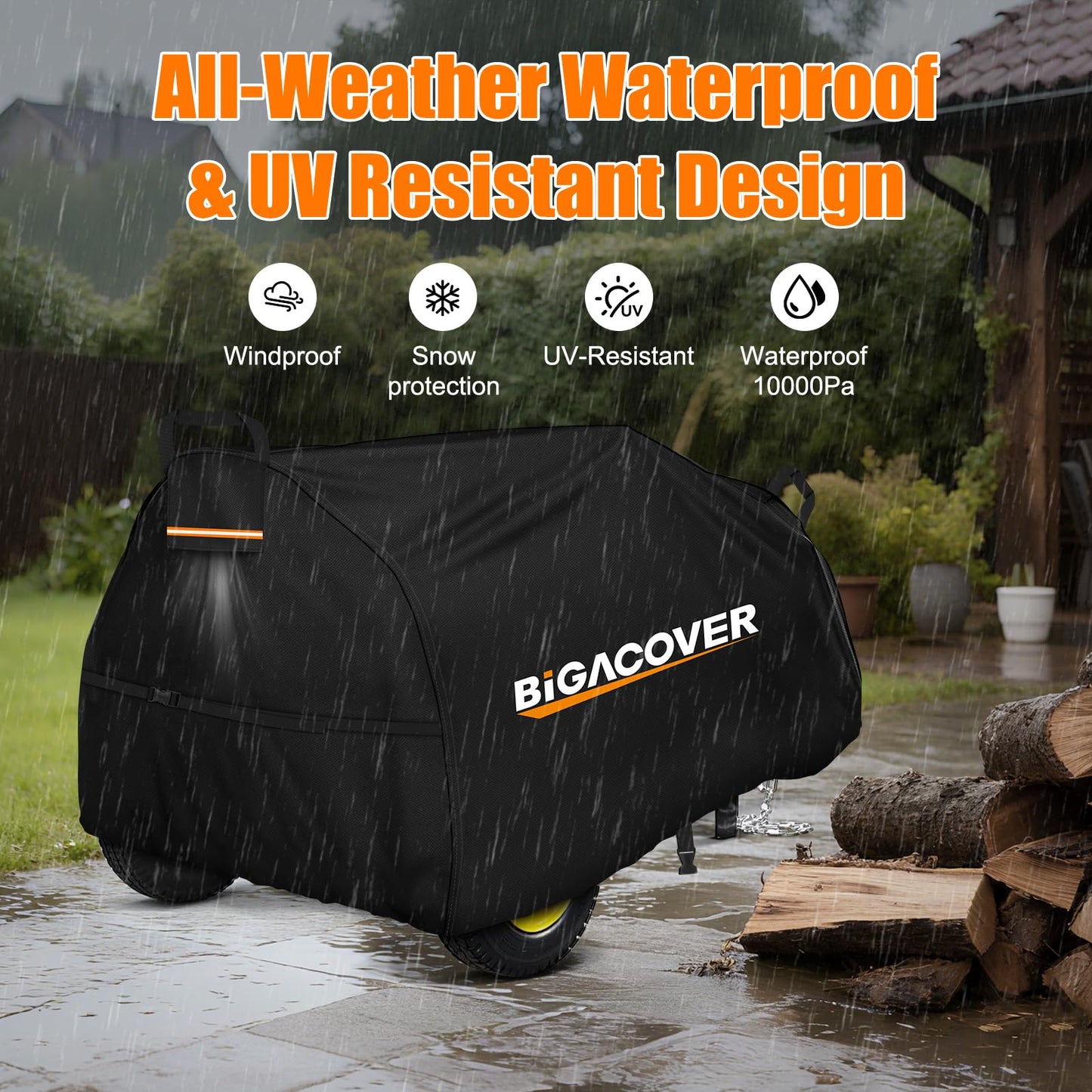 Log Splitter Cover for 15–45 Ton Log Splitters, Heavy Duty 1200D Oxford Fabric Waterproof Tear-Resistant Outdoor All Weather Wood Splitter Cover, 96" Lx54 Wx47 H(Packaging Varies – Product Unchanged)