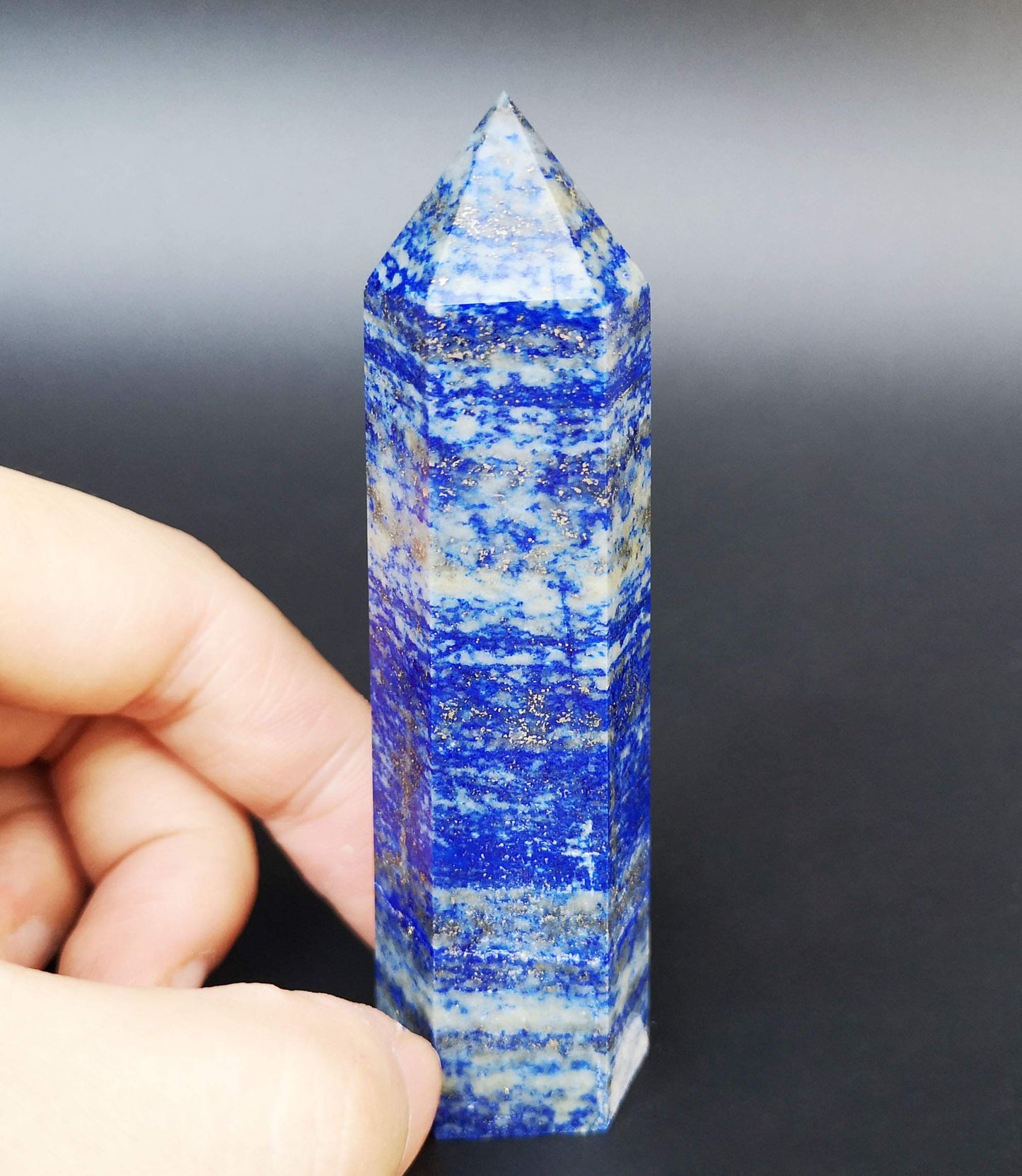 Lapis Lazuli Healing Crystal Wands Point Faceted Prism Bars for Reiki Chakra Meditation Therapy Deco by Mian Heal