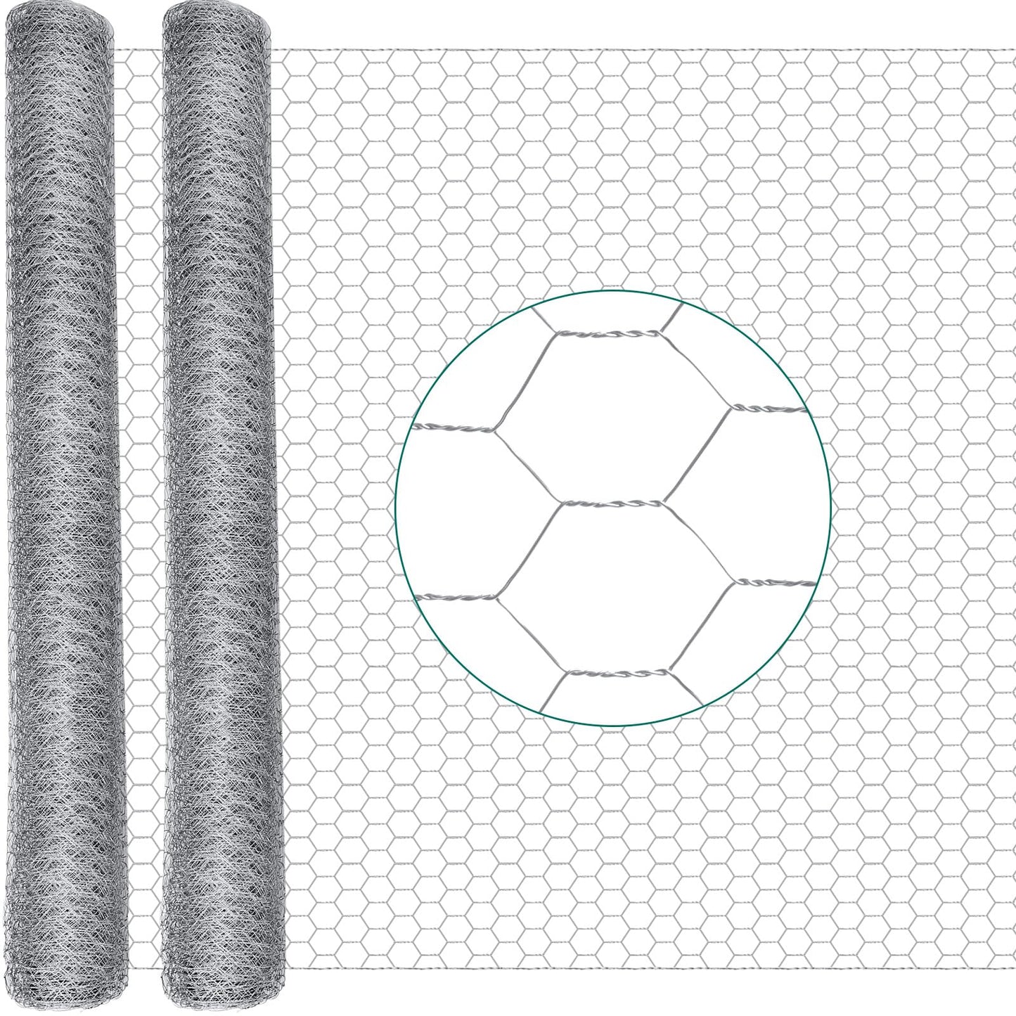 GlikCeil 48 in X 200 ft Chicken Wire Fencing Metal Floral Chicken Wire Mesh for Crafts Poultry Garden, 1 Inch Hexagonal Galvanized Hardware Cloth Netting for Poultry Coop Barrier Rabbit Cage(Silver)