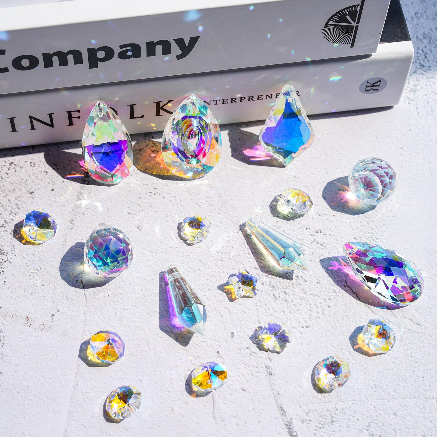 H&D HYALINE & DORA DIY Crystal Suncatcher Assembly Craft Kits for Adults 215pcs Rainbow Prisms Beads Pendant Crystal Window Sun Catchers Hanging Ornament Indoor Outdoor Decor, Silver