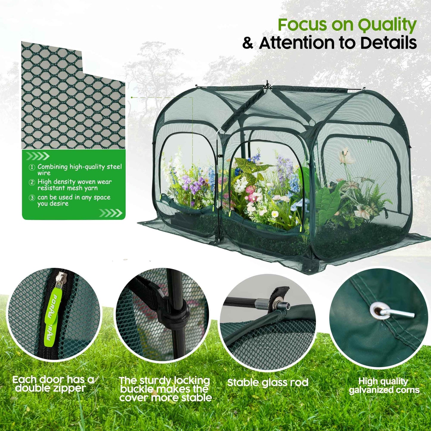 Poray Large 8.2x4FT Plant Netting Cover, Pop up Tunnel Crop Cage Gardening Net,Pest Guard Cover for Vegetables &Fruits,Durable Gardening Net for Plant and Animal