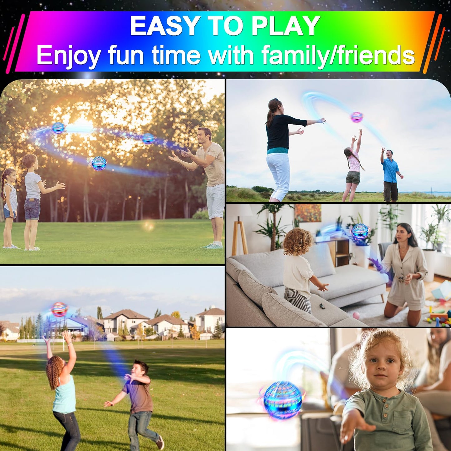 Vantexi Flying Orb Ball Toy,2026 Upgraded Parachute LED,Magic Hand Controlled Mini Gravity Ball,Cosmic Globe Boomerang,Cool Christmas Birthday Gift for 6 7 8 9 10+ Year Old Boys Girls-Bright Blue
