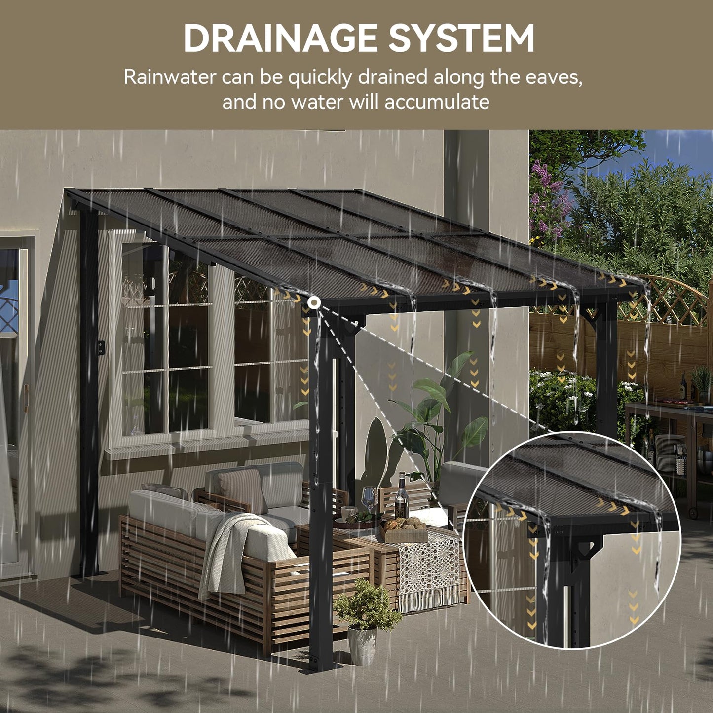 Aoxun 8’x10’ Gazebo, Wall Mounted Gazebos Pergola on Clearance, Outdoor Patio, Large Wall-Mounted Heavy Duty Awnings for Patio, Decks, Backyard (Black)