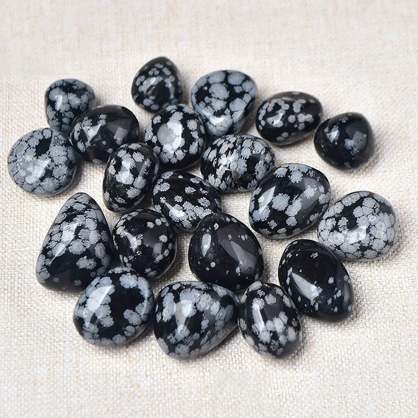 Erliway Snowflake Obsidian Healing Crystal Stones, 1.25-2.0" Large Reiki Healing Gemstones Natural Tumbled Polished Stones for Energy Witchcraft Therapy Meditation