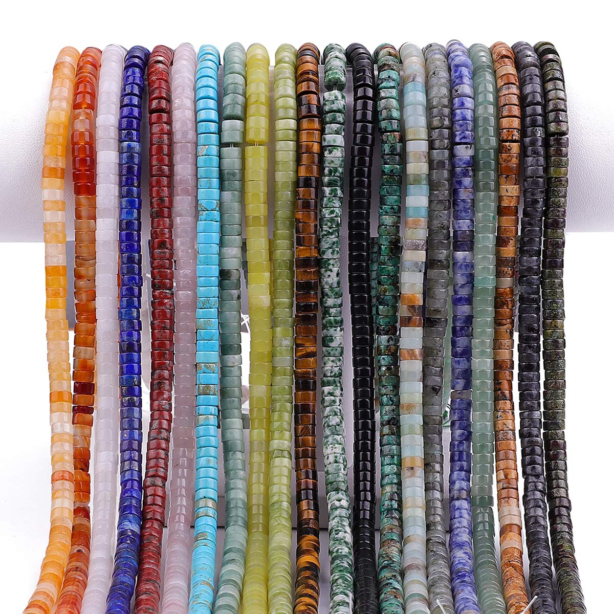 BEADIA Natural Blue Sodalite Spacer Beads Caps Loose Semi Gemstone for Beading Jewelry Making 6mmx3mm 38cm