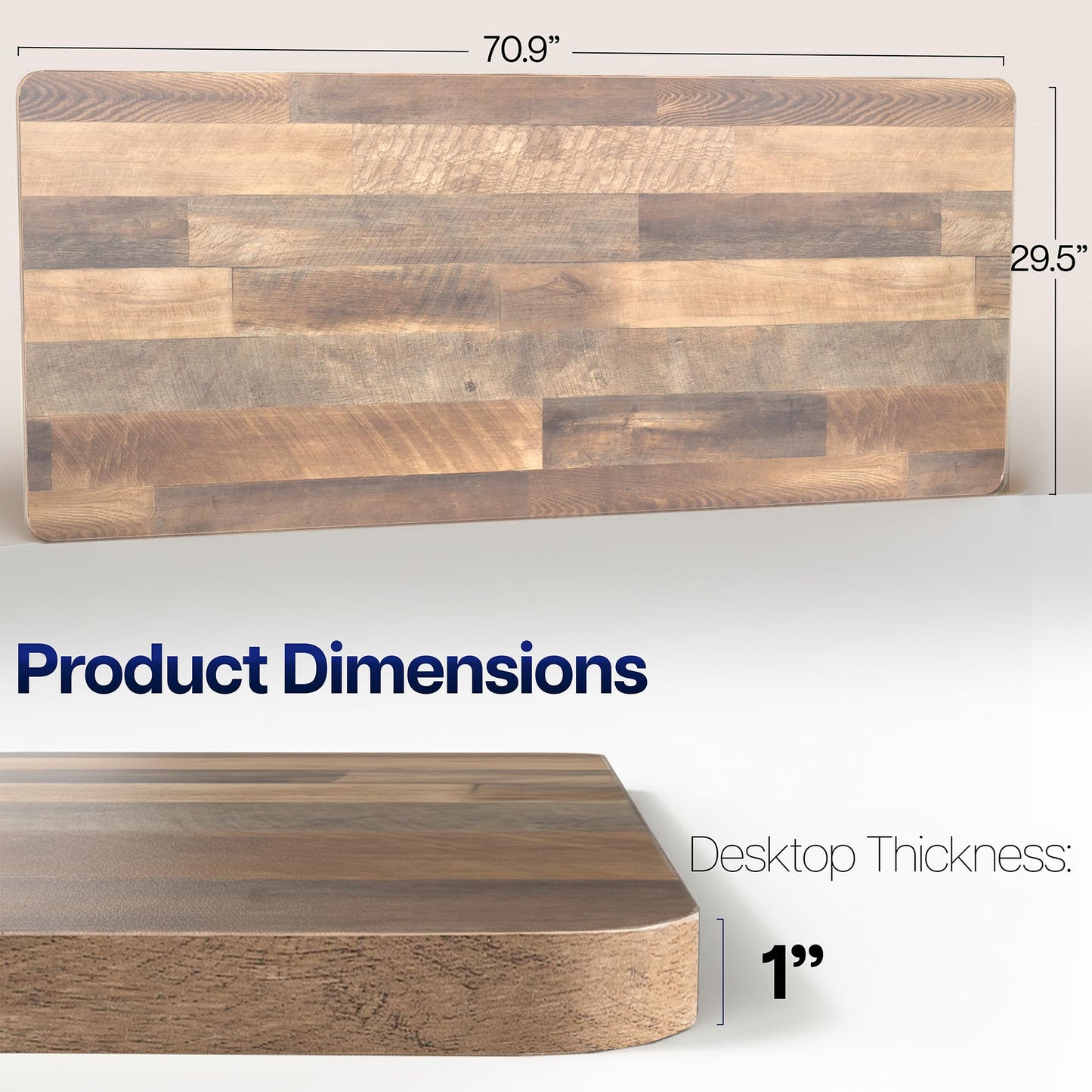 VIVO Reclaimed Wood Universal 71 x 30 inch Solid One-Piece Table Top for Standard and Sit to Stand Height Adjustable Home and Office Desk Frames, DESK-TOP71P