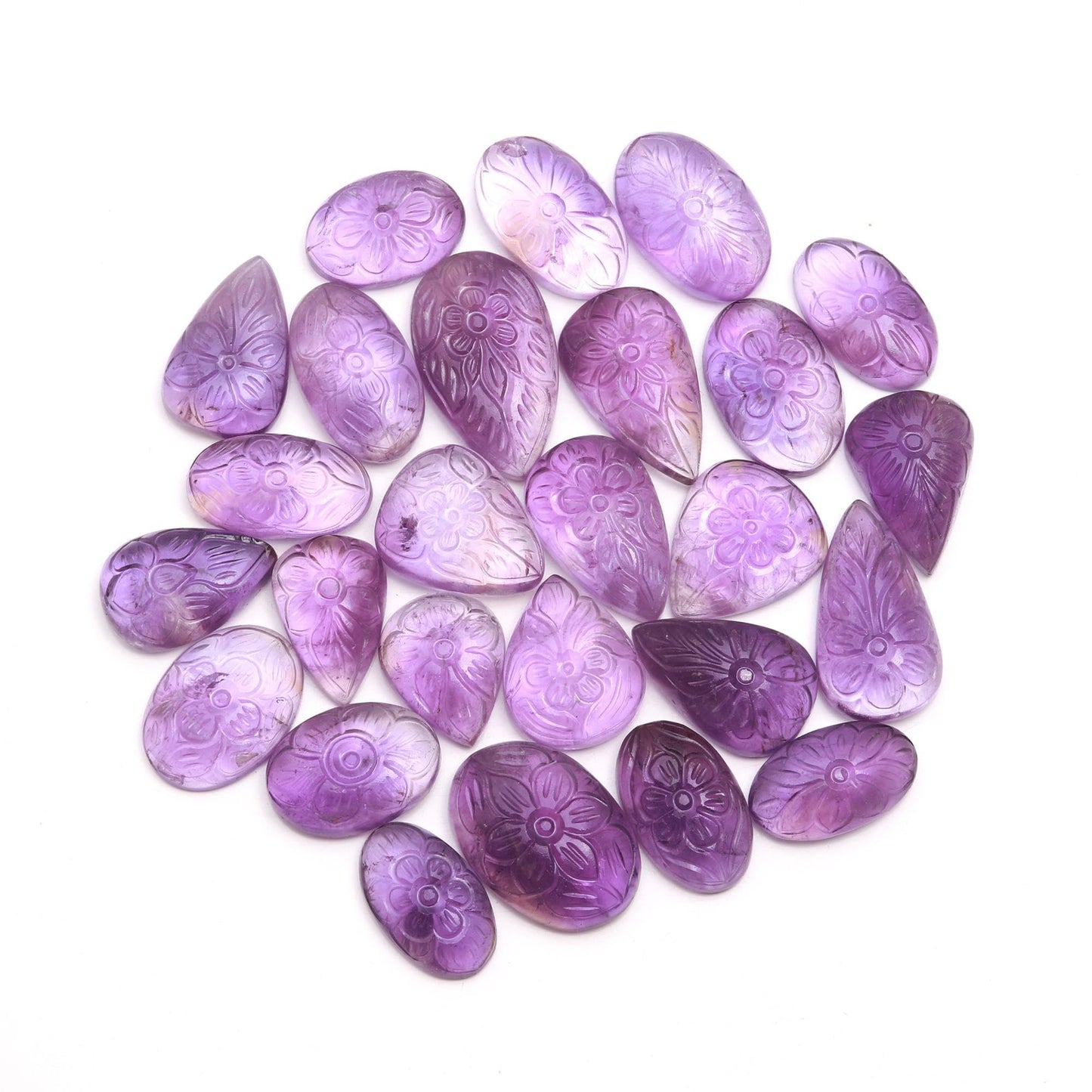 TGH Natural Amethyst Gemstones Carving Wholesale Cabochons Lot, Jewelry Making Loose Gemstone, Polished Gems, DIY, Wire Wrapping, Reiki, Wikka, Healing Crystals, Bulk Gemstone Deal, Pack Of 3
