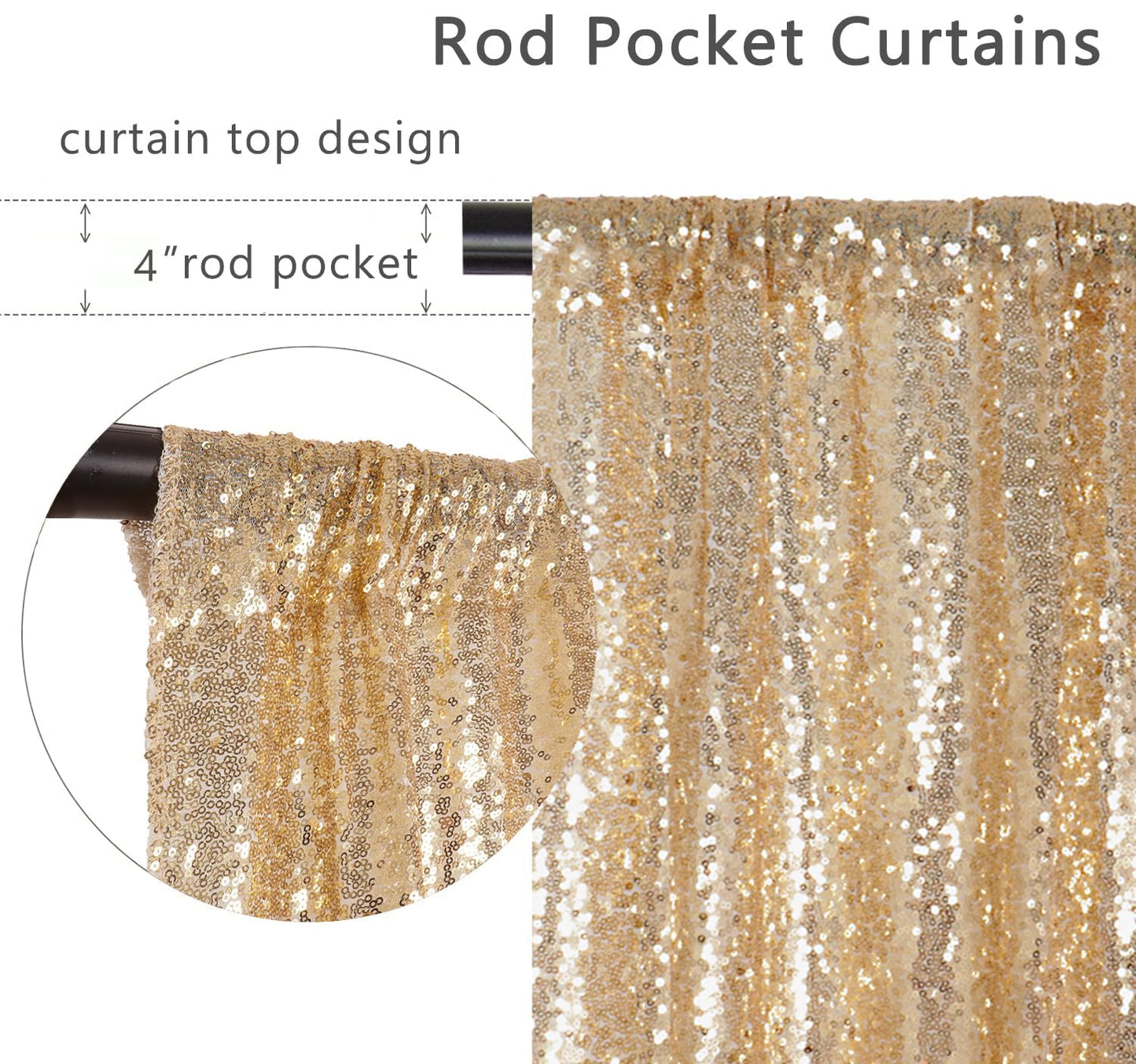 ShinyBeauty Champagne Gold Sequin Backdrop 10x10 - Sparkly Photography Background for Weddings, Birthdays, Photo Booths, Events | Shimmer Curtain for Stunning Visuals & Party Decor (Champagne Gold)