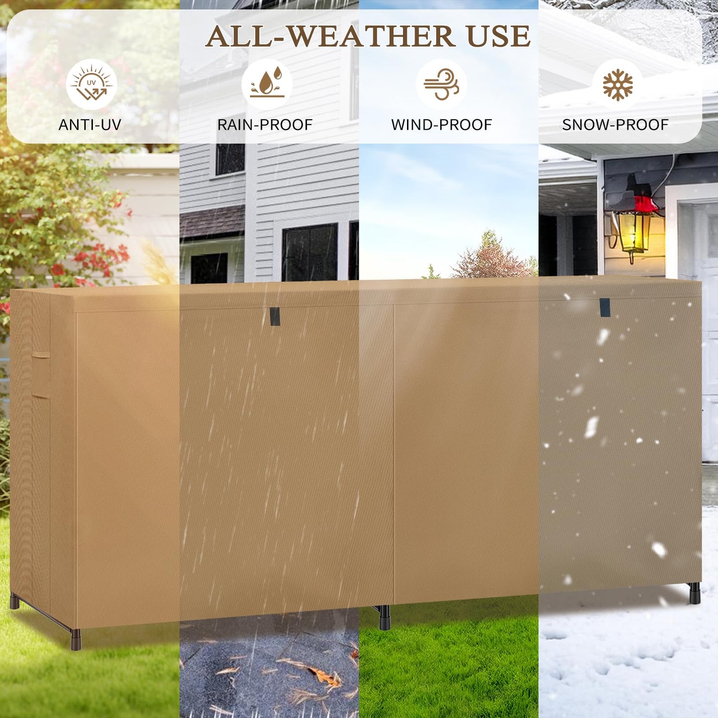 Fashlits 8ft Waterproof Firewood Rack Cover, Heavy Duty 600D Oxford Outdoor Storage Wood Rack Cover For Outdoor, Indoor, Patio(Cover Only, Rack Not Included)