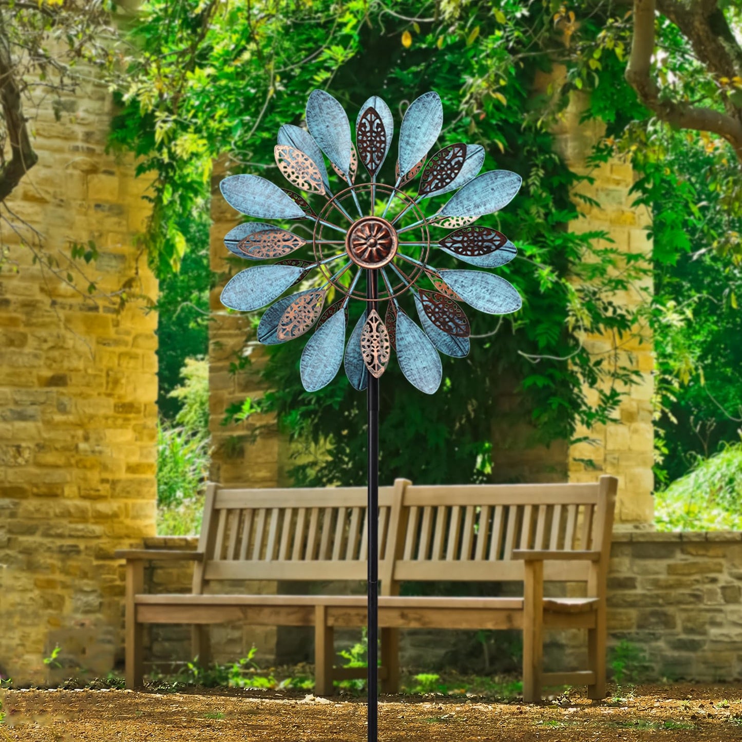 MUMTOP Decorative Metal Wind Spinner for Garden, Outdoor Patio, Lawn, Yard, Weather Resistant Kinetic Art