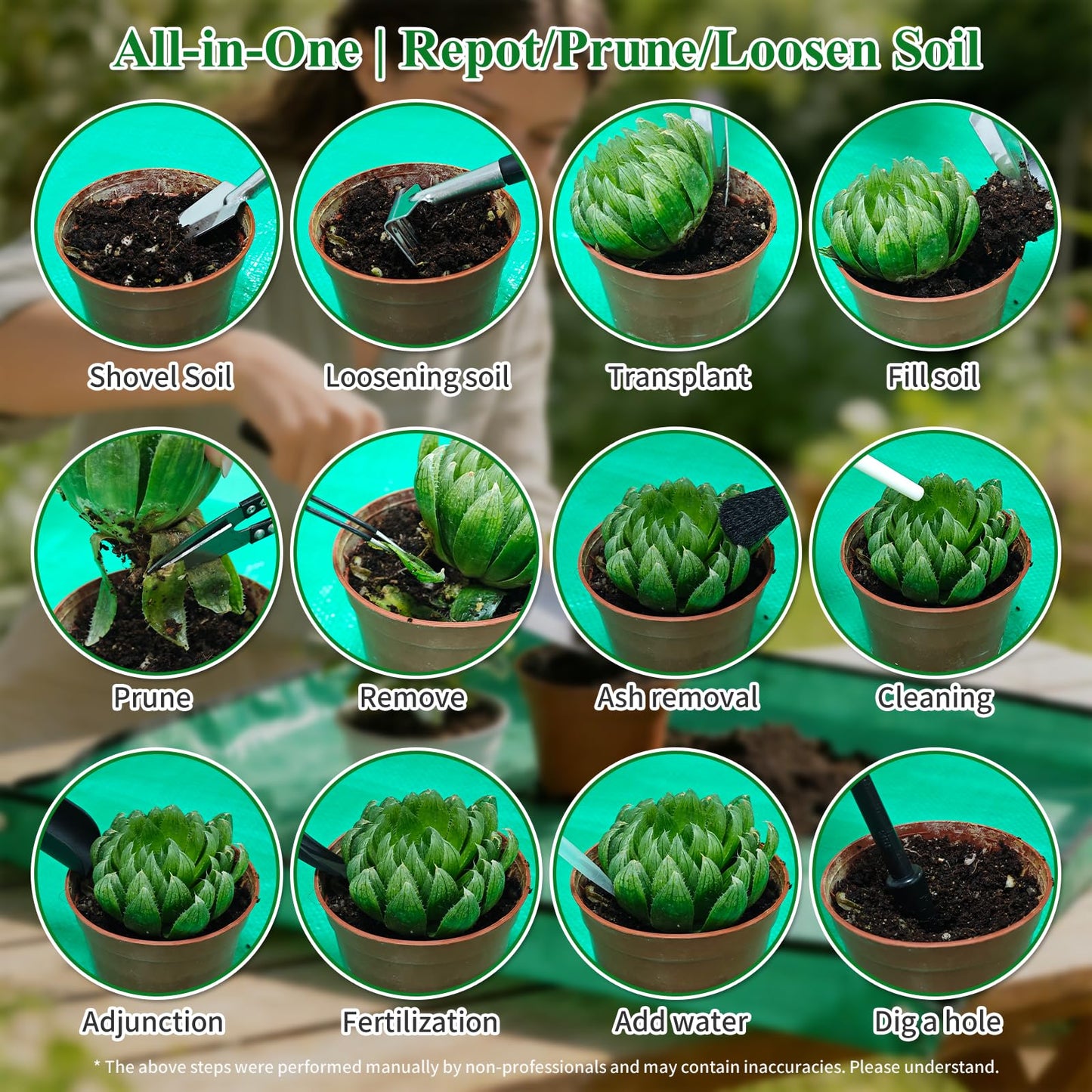 30PCS Mini Succulent Gardening Tools Set with 19.7" Waterproof Repotting Mat, Complete Indoor Plant Care Kit for Transplanting, Potting, Bonsai, Cactus, Houseplant & Fairy Garden
