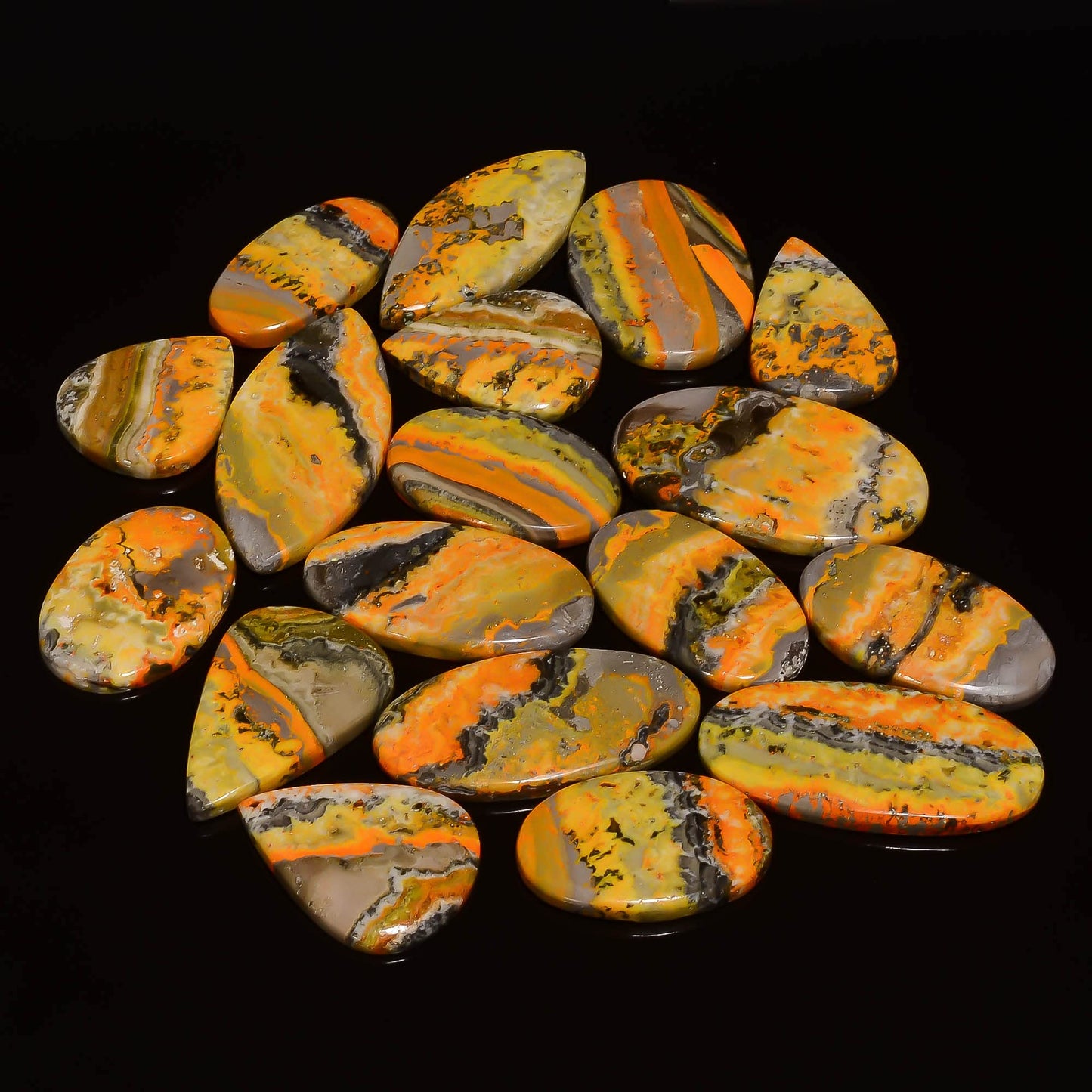 Natural Bumble Bee Gemstone- Healing Crystals for DIY Jewelry Making -Loose Natural Cabochon -Perfect for Crafting Unique Jewelry Designs -Gift for Her, Mother and Wife (5 pcs, 25-35 mm)