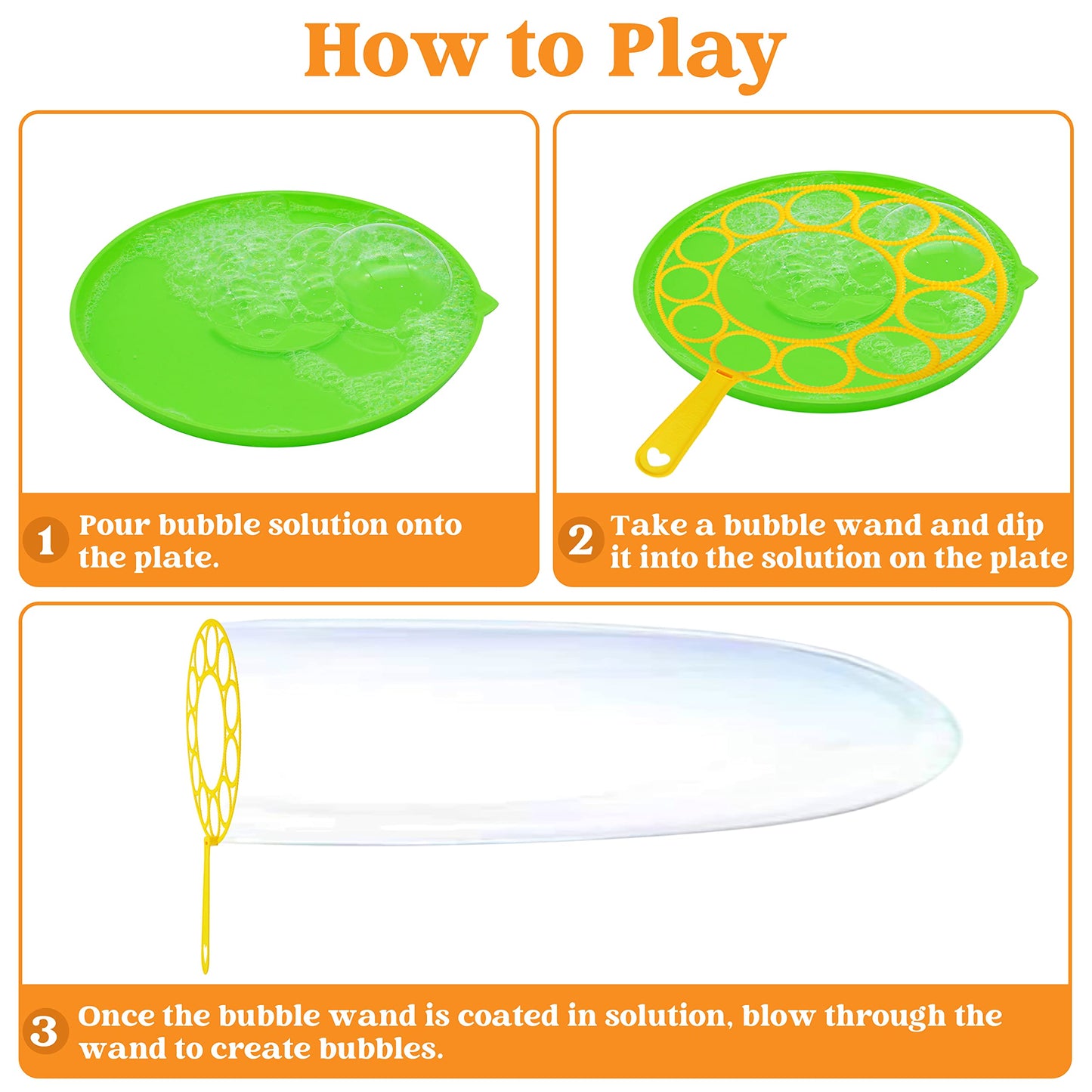 JOYIN Big Bubble Wands Set Bulk for Kids Summer Outdoor Toy Game Activity Party Favors, 18 Pcs Giant Bubble Maker with Tray, 12" Large, 6 Pcs Solution Suitable for All Age People