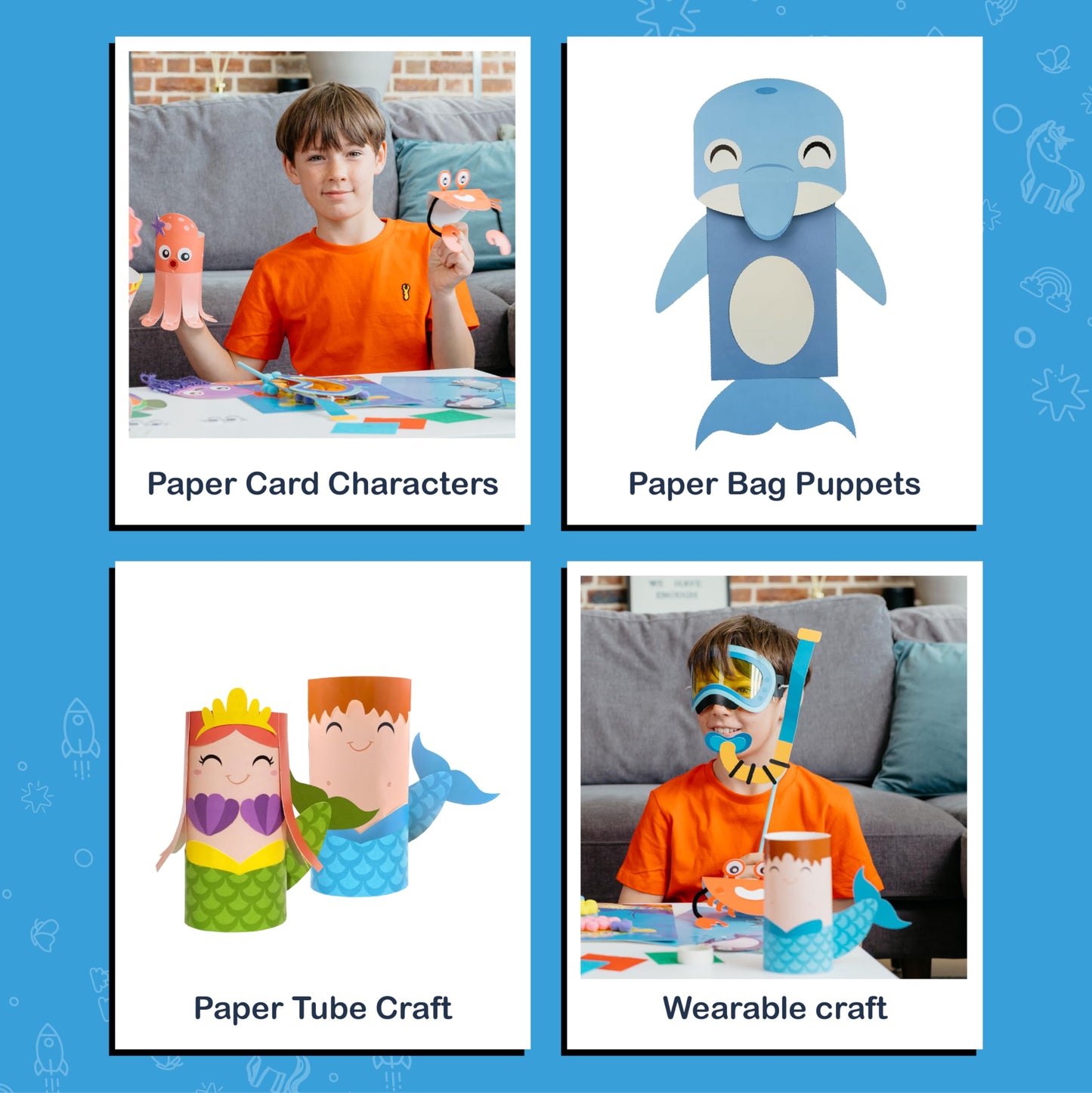 Craftikit® 20 Under the Sea Arts & Crafts Kits for Kids – Mermaid & Sea Animal Paper Crafts for Girls & Boys Ages 4-10 – Preschool Art Supplies & Toddler Craft Set