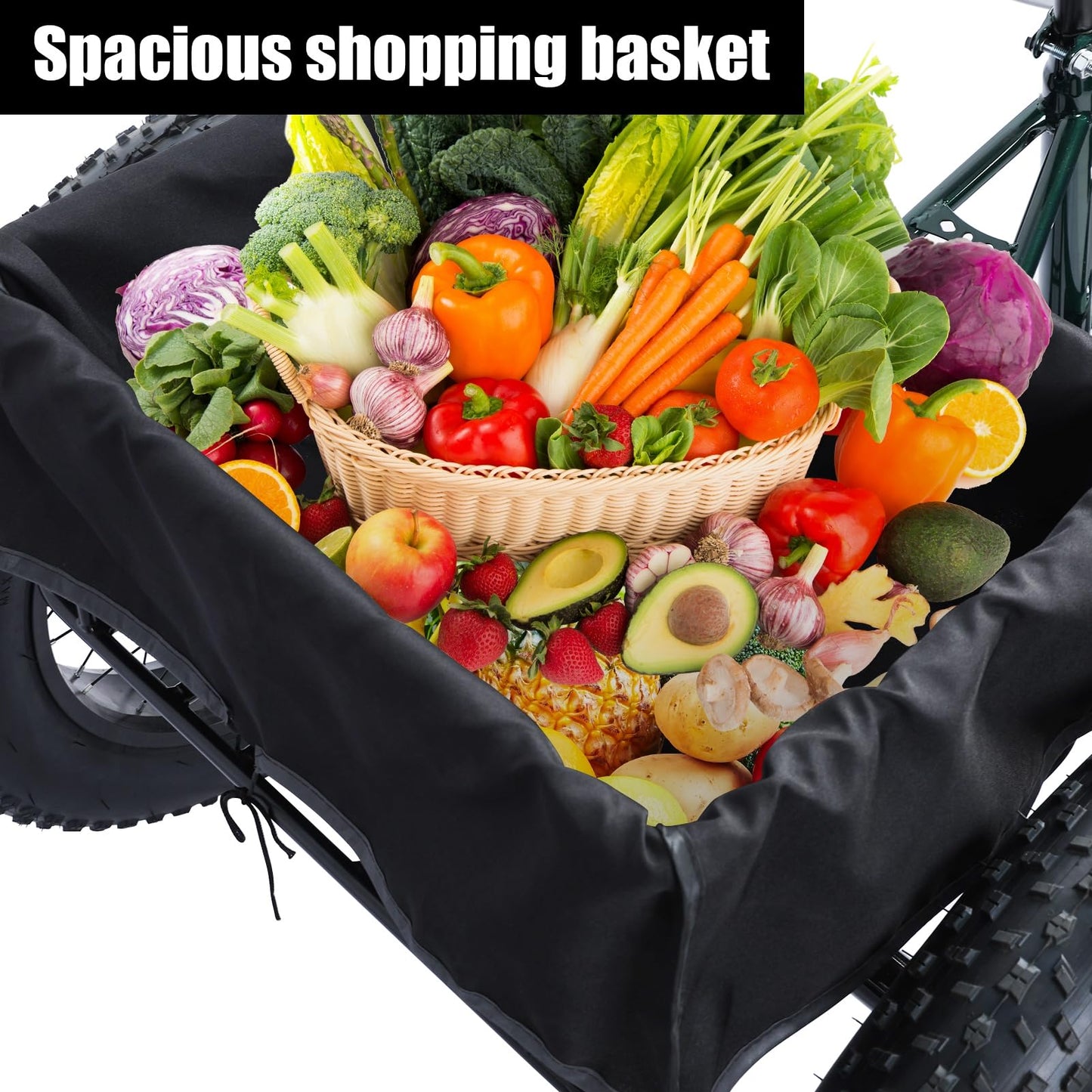 Smalibal [Fat Tires] 7-Speed Adult Tricycle 20 Inch - Stable 3 Wheel Bikes for Adults with Large Spacious Basket, Double Disc Brake, Picnic Shopping Tricycles for Seniors, Women, Men Black