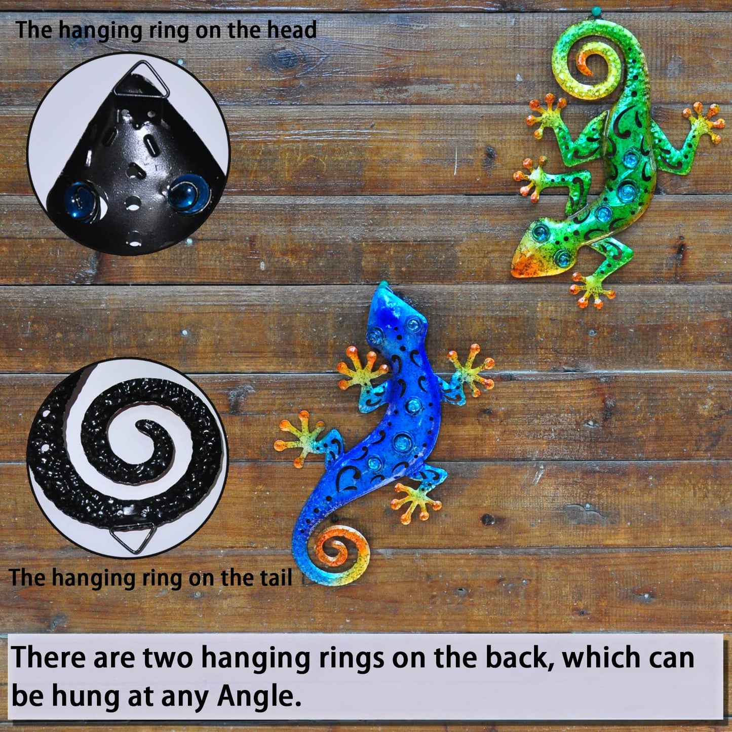wotieuns Metal Gecko Wall Decor Lizard Wall Sculpture Garden Art Hanging Indoor Outdoor Suitable for Patio Porch Fence Living Room Patio Decor.