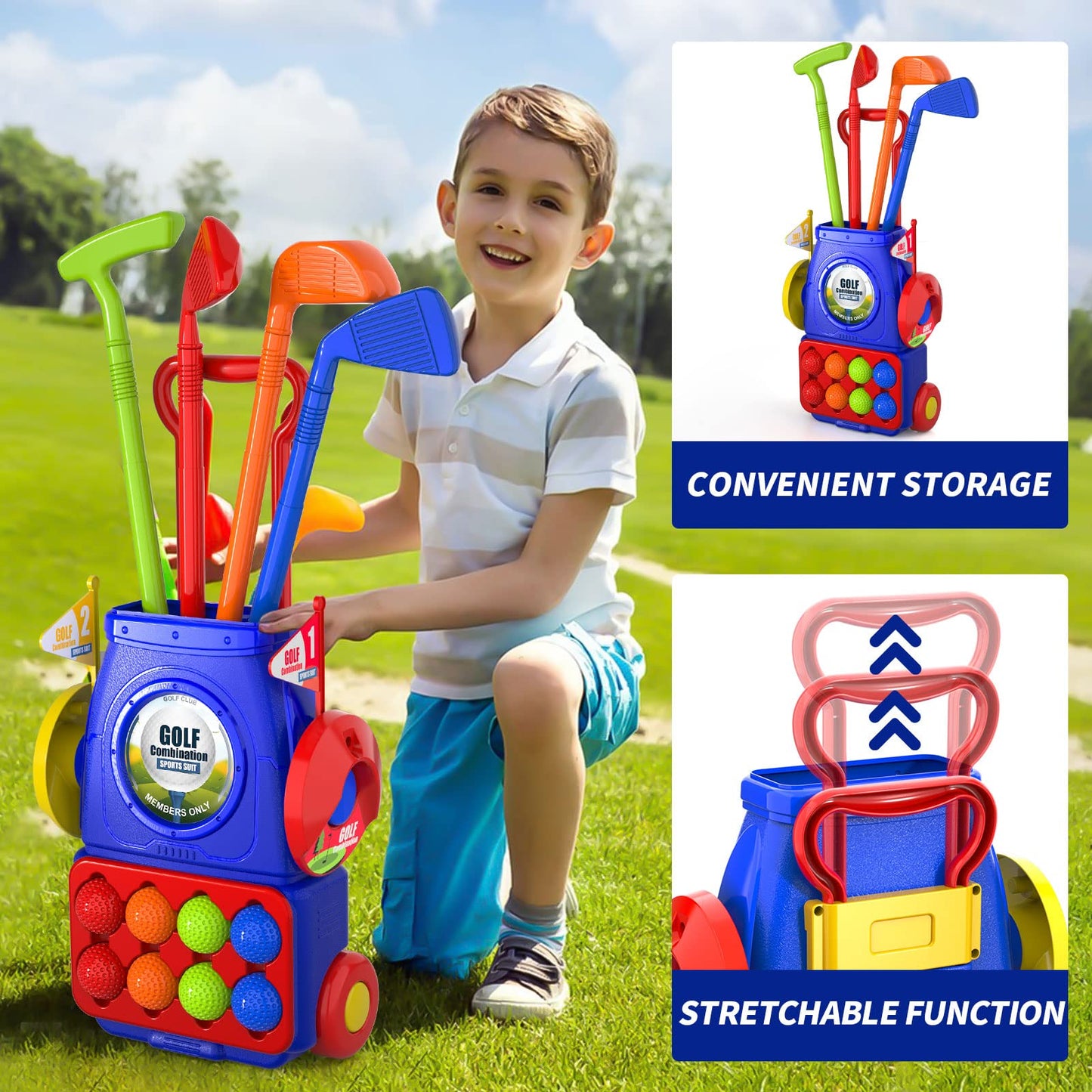 Bennol Upgraded Kids Toddler Golf Set, Indoor Outdoor Outside Toys Gifts for 3 4 5 Years Old Boys, 3 4 5 6 7 Years Old Boys Toys Birthday Gifts Ideas, Outdoor Golf Set Game for Kids Boys