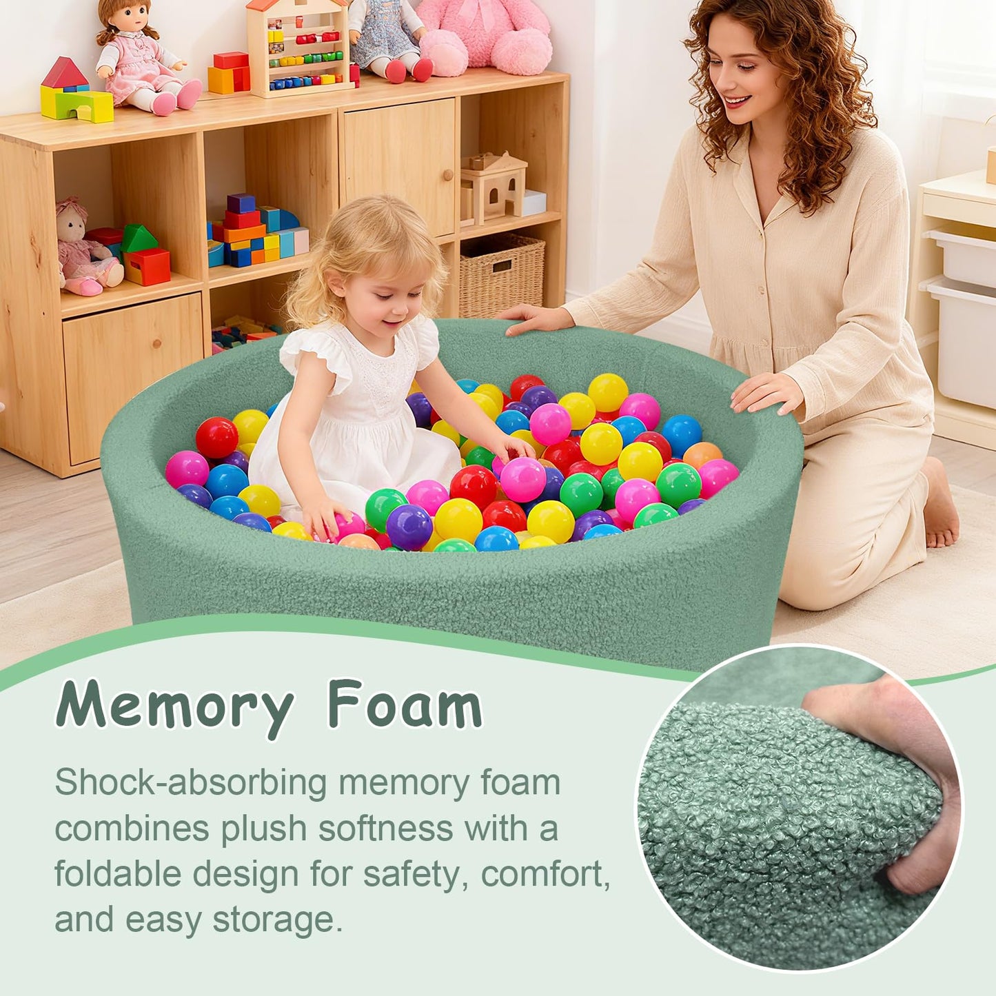 MEOGETY Kids Foam Ball Pits for Toddlers Babies Dogs Cats, Soft Infant Baby Ball Pit Pool for Girls and Boys Gifts, (Balls NOT Included) Imitation Teddy Colours
