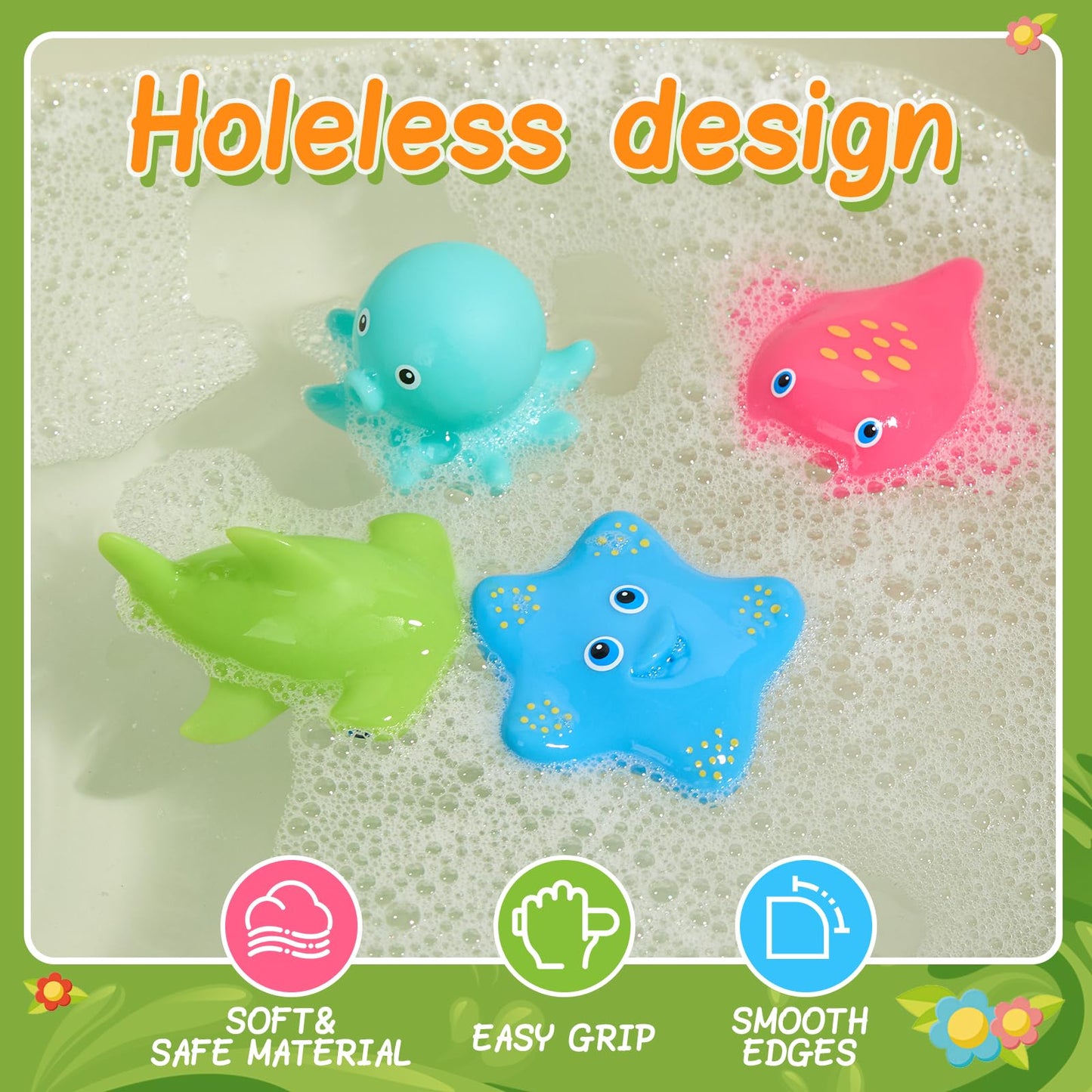 Mold Free Bath Toys, 17PCS | Easy Clean Easy-Grip Baby Bath Toys for Kids Ages 1-3 | Bath Boats Cups Watering Can Tub Toy for Toddlers Age 2-4 | Bathtub Pool Water Toys for 1+ Year Old Boys Girl Gifts