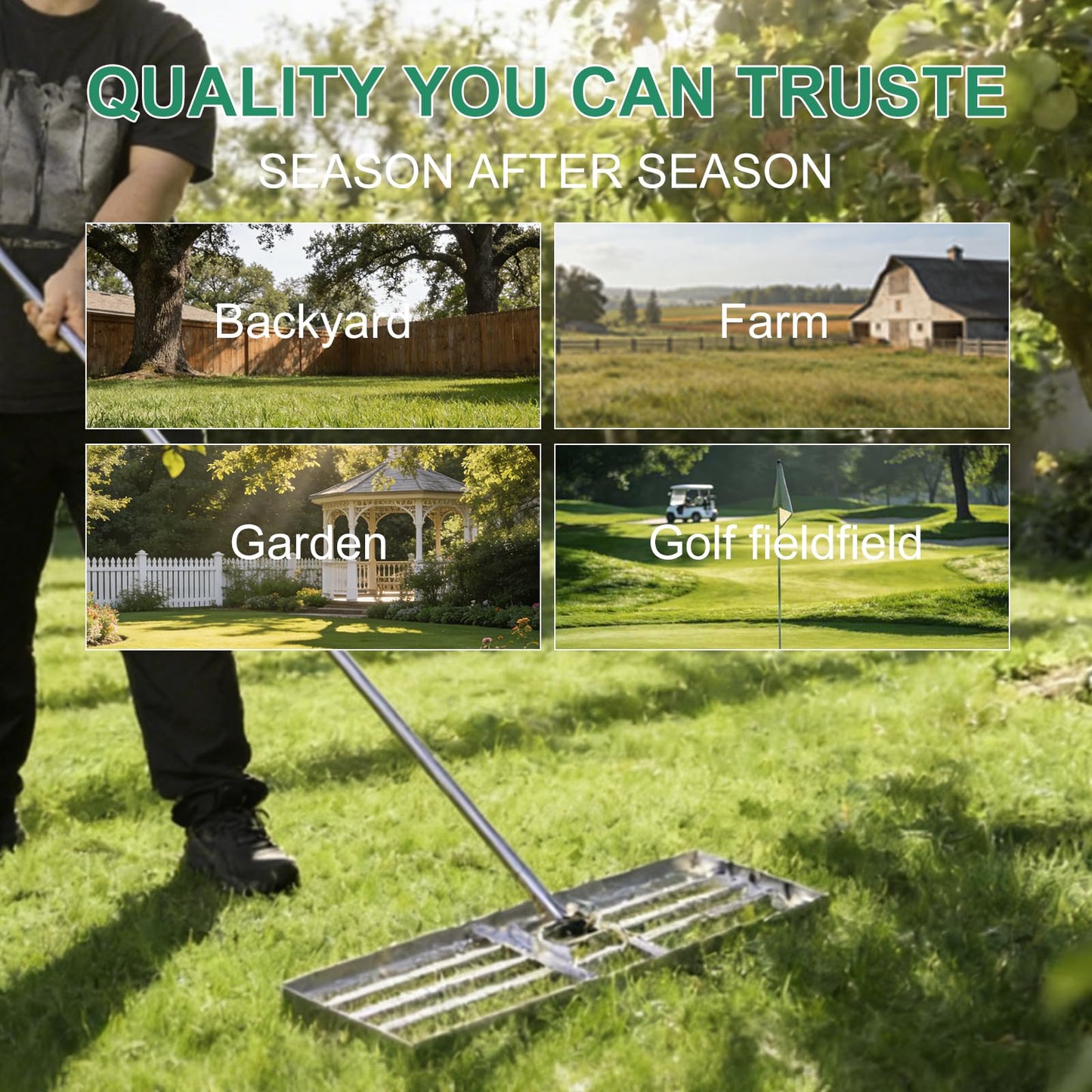 PMKBVI 30"x10" Lawn Leveling Rake, Heavy Duty 304 Stainless Steel Lawn Leveler w/ 6.5ft Ergonomic Handle, Effort Saving Soil Tool for Dirt, Sand, Compost, Topdressing & Garden