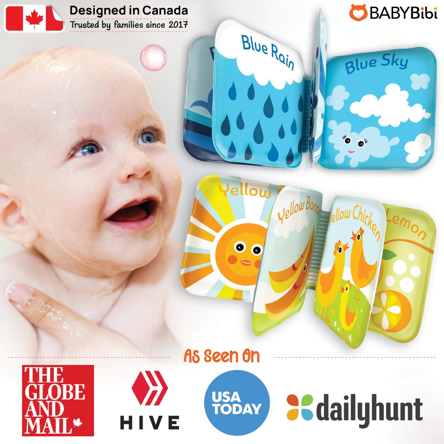 BabyBibi Floating Baby Bath Books for Baby. Kids Learning Bath Toys. Waterproof Bathtime Toys for Toddlers. Kids Educational Infant Bath Toys. (Set of 4: Color Recognition Bath Books)