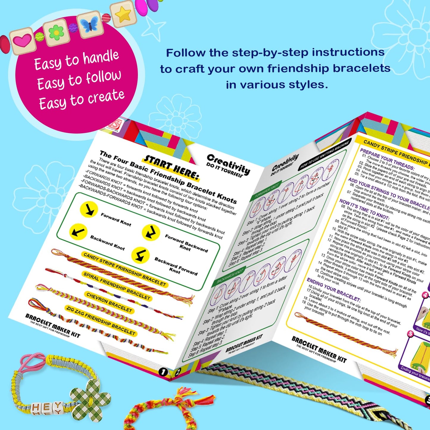CEUCAL Bracelet Making Kit for Girls - Friendship Bracelet Kit - Birthday Gifts for Ages 6 7 8 9 10 11 12 Year Old Girl, Arts and Crafts for Kids Ages 8-12 Teen String Bracelets DIY Maker