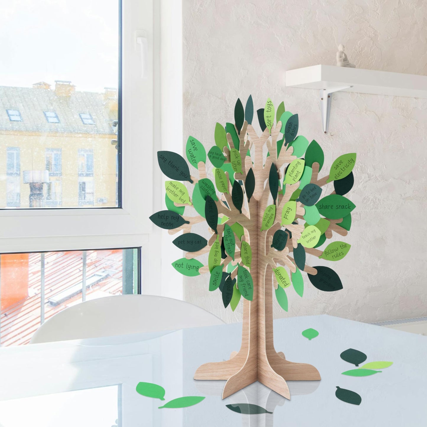 Cheerland Tree of Life Centerpiece Table Decor Thankful Tree for Kids Classroom Activity Fun Gratitude Trees Kit Rustic Woodland Party Supplies Spring Green Leaves 3D Customizable School Decorations