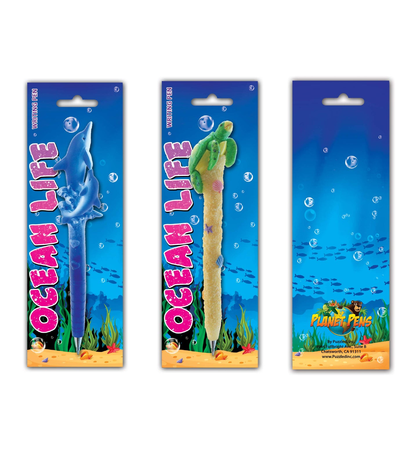 Planet Pens Bundle of Dolphin & Sea Turtle Novelty Pens - Unique Kids & Adults Ballpoint Pens Colorful Sea Life Writing Pens Instrument For School & Office - 2 Pack