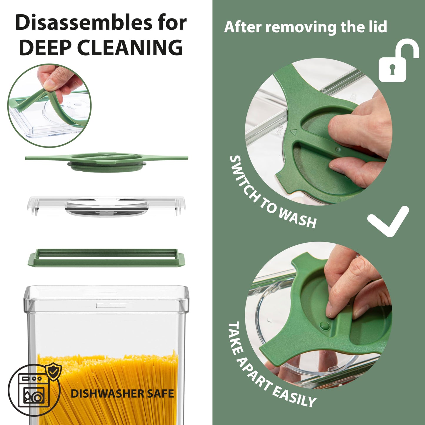 Prestoor 4-Pack Airtight Pantry Containers, 1.9 QT Clear SAN Food Storage Jars with Twist-Lock Lids, Detachable for Easy Cleaning, Stackable for Cereal, Pasta, Rice, Oats & Snacks White